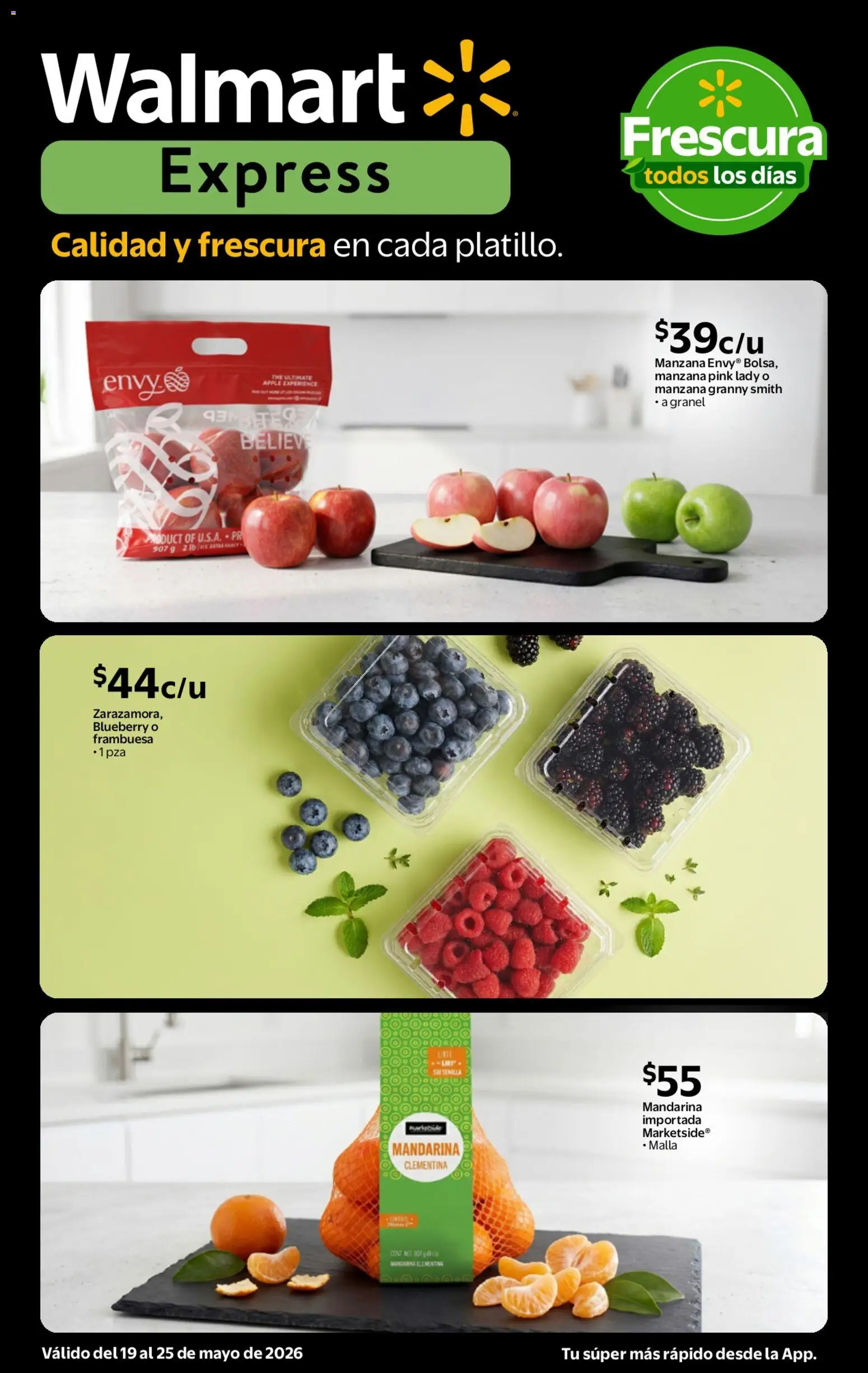 Nuevas ofertas de Walmart Express válidas en toda la República Mexicana desde el 19.05.2026. ¡Encuentra las mejores ofertas en Walmart Express folleto Calidad a precios bajos! | Página: 2 | Productos: Manzana, Malla