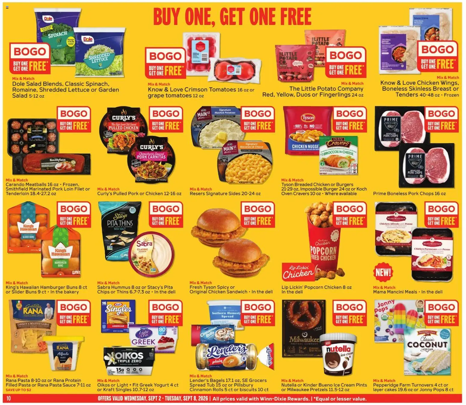Winn Dixie Weekly Ad - valid from 09/02/2026 | Page: 10 | Products: Chicken, Chips, Ice cream, Hummus