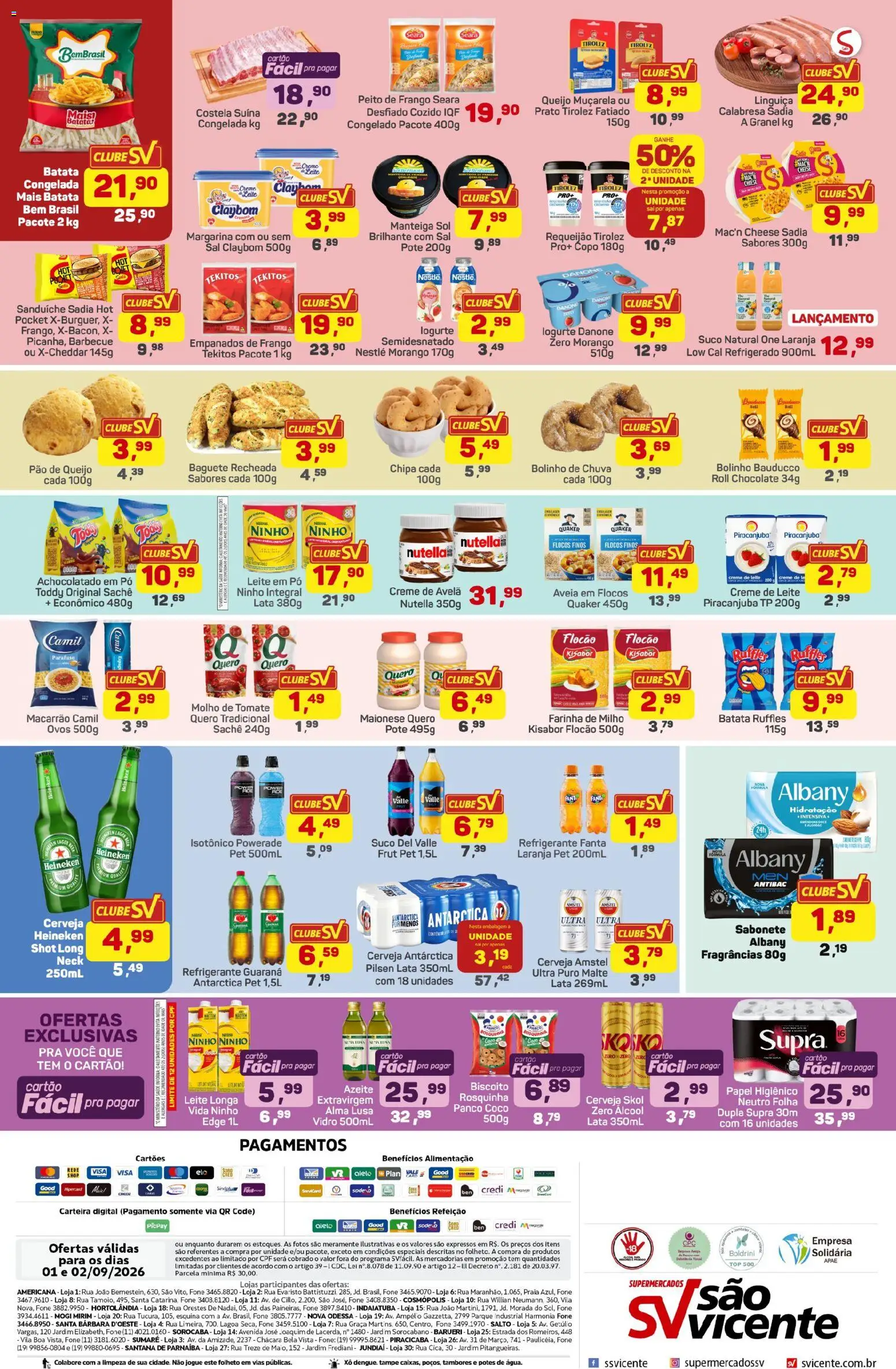 Supermercados São Vicente Folheto - válido de 01/09/2026 | Página: 2 | Produtos: Sabonete, Sal, Papel higiênico, Leite em pó