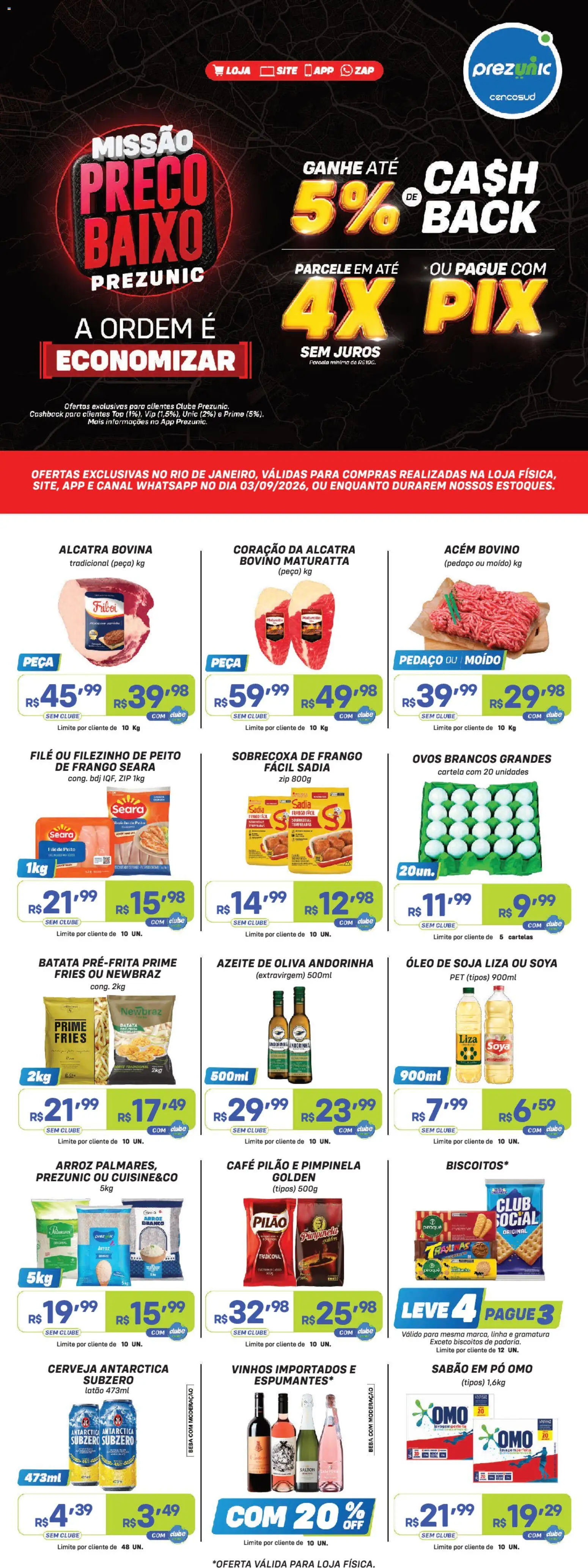 Prezunic Folheto - válido de 03/09/2026 | Página: 1 | Produtos: Acém, Alcatra, Baixo, Batata