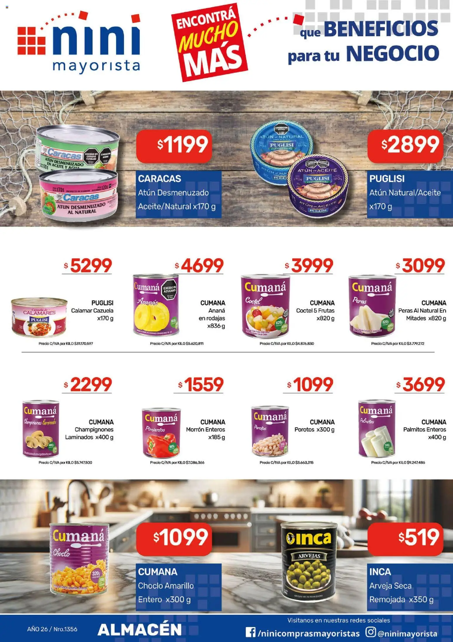 NINI Mayorista ofertas │ válido desde el 20.04.2026 | Página: 24 | Productos: Arveja, Aceite, Ananá, Palmitos