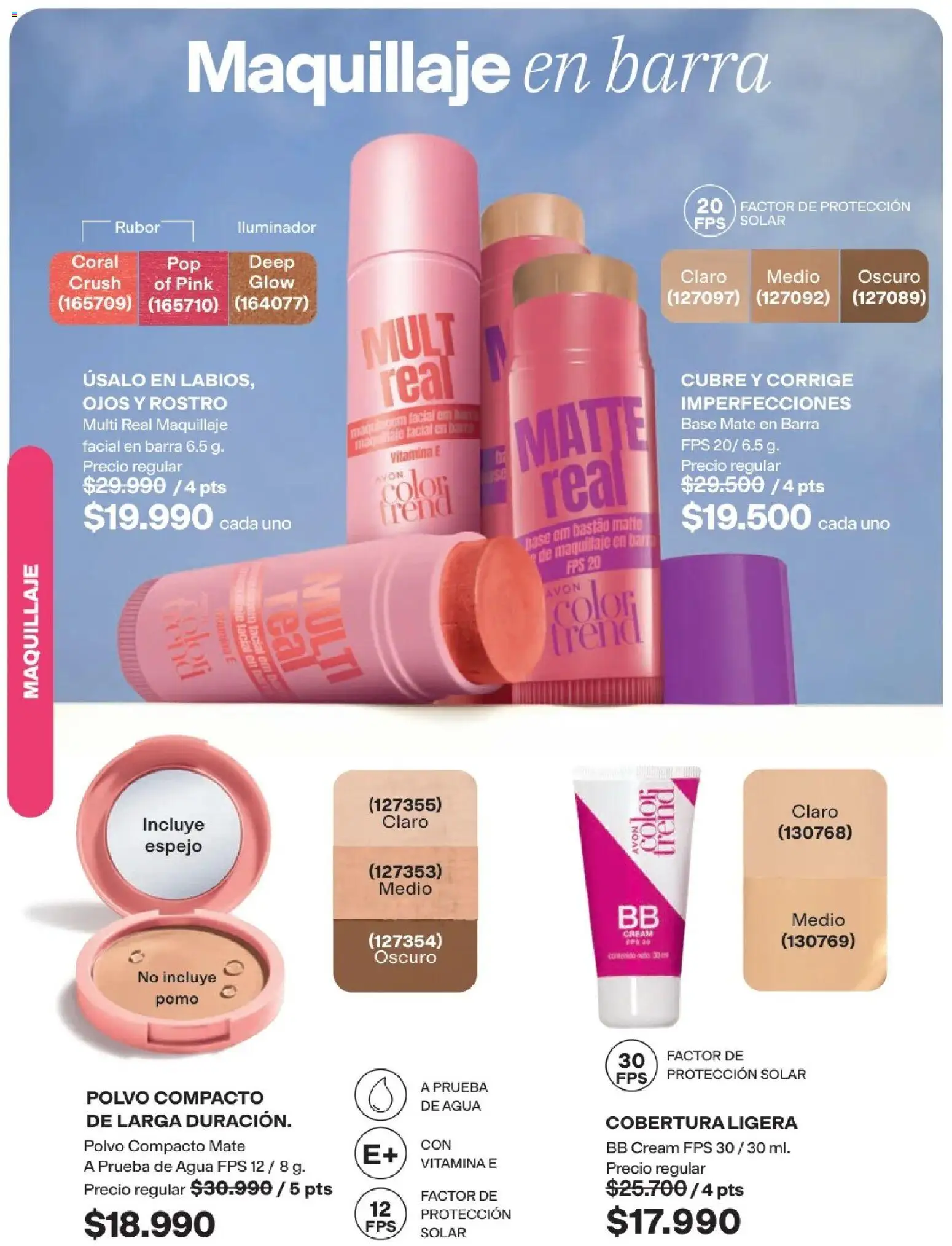Avon revista - valida desde el 01.09.2026 | Página: 79 | Productos: Agua, Polvo compacto, Rubor, Maquillaje