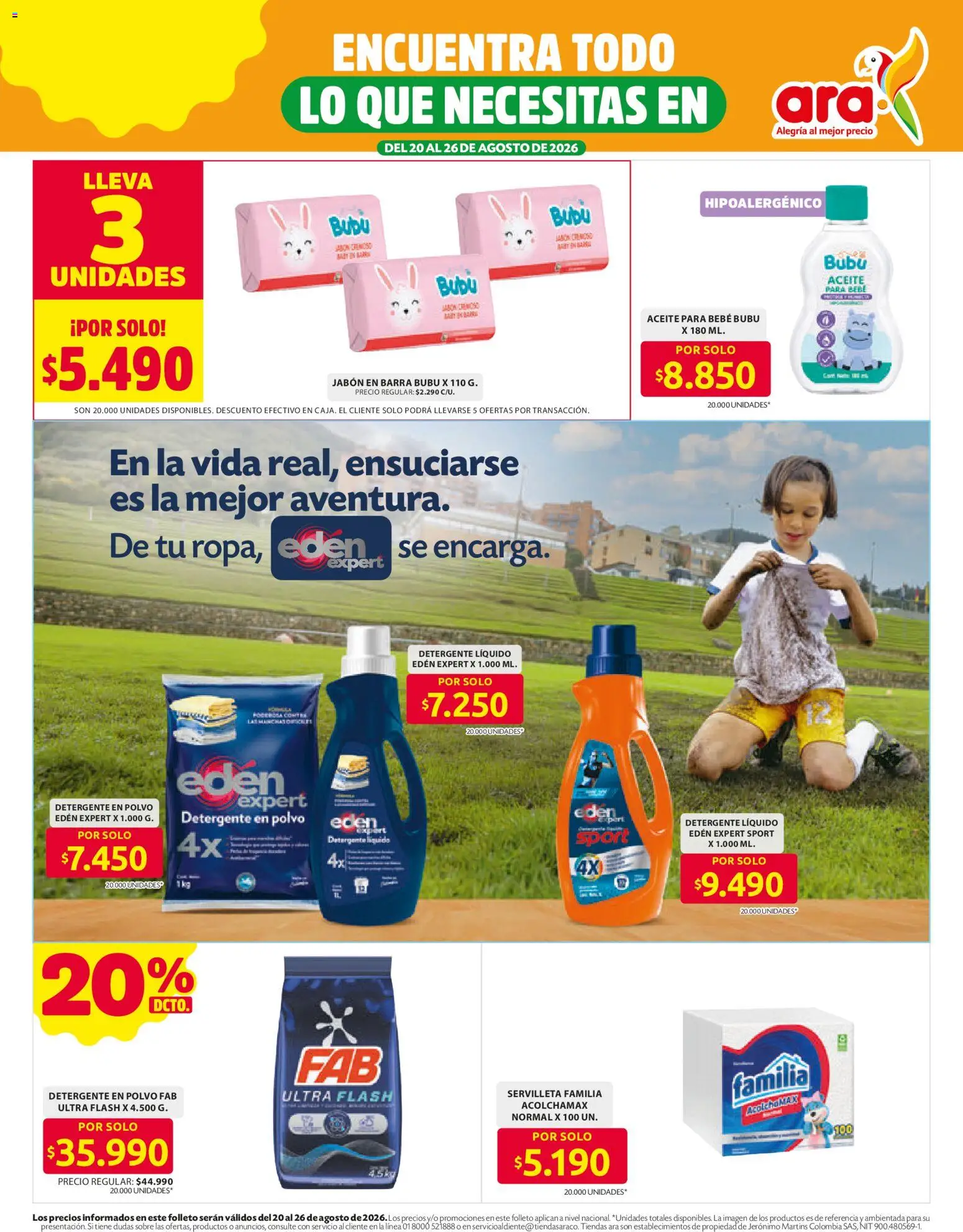 Ara revista - valida desde el 20/08/2026 | Página: 14 | Productos: Detergente líquido, Polvo, Detergente, Aceite