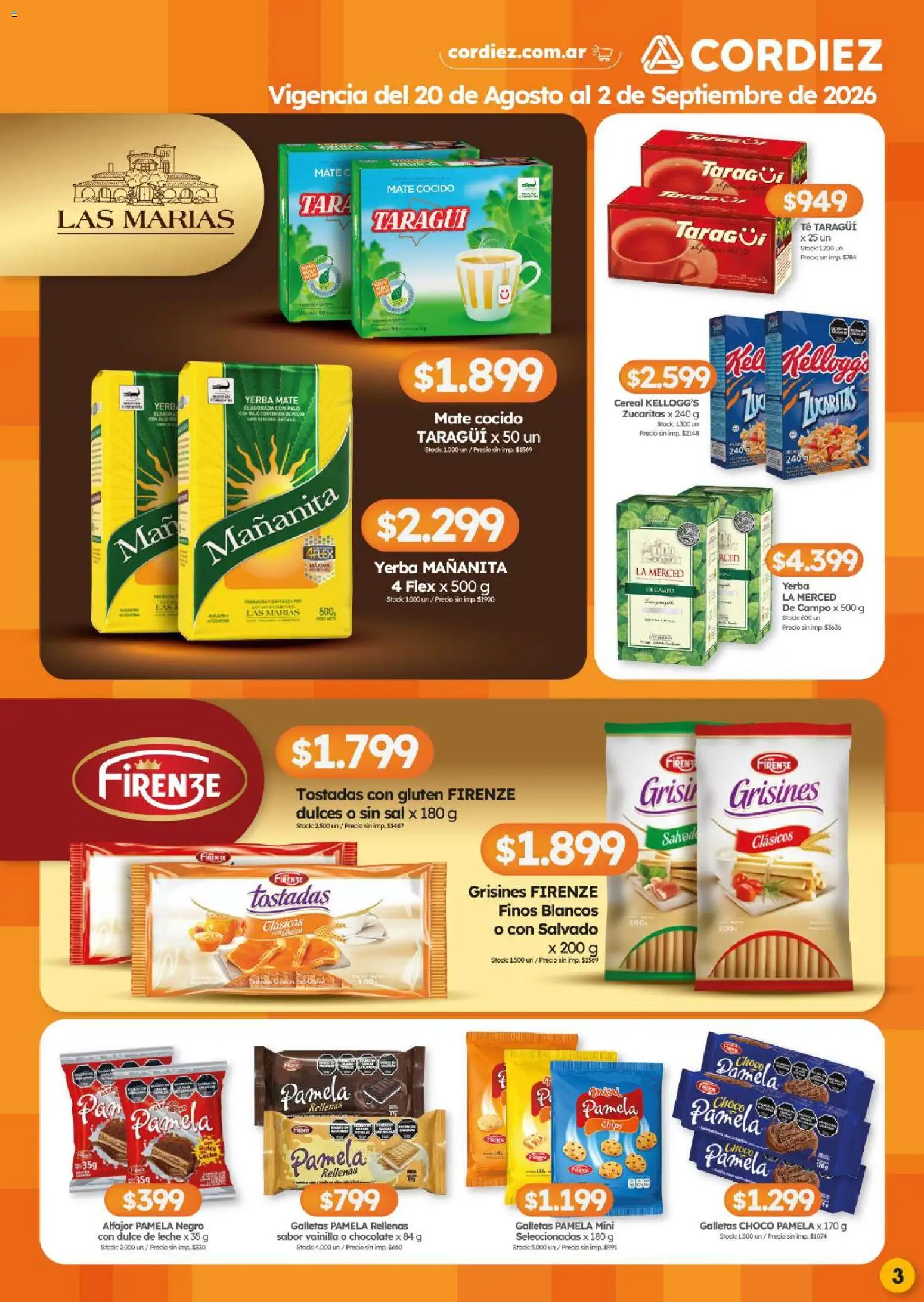 Cordiez ofertas │ válido desde el 20/08/2026 | Página: 3 | Productos: Mate, Sal, Dulce, Tostadas