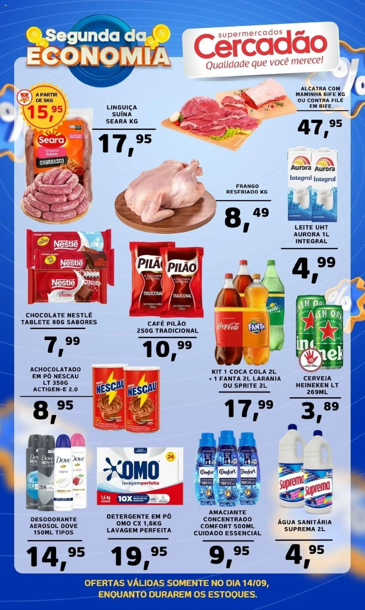 Cercadão Folheto - válido de 14/09/2026 | Página: 1 | Produtos: Desodorante, Nescau, Cerveja, Frango
