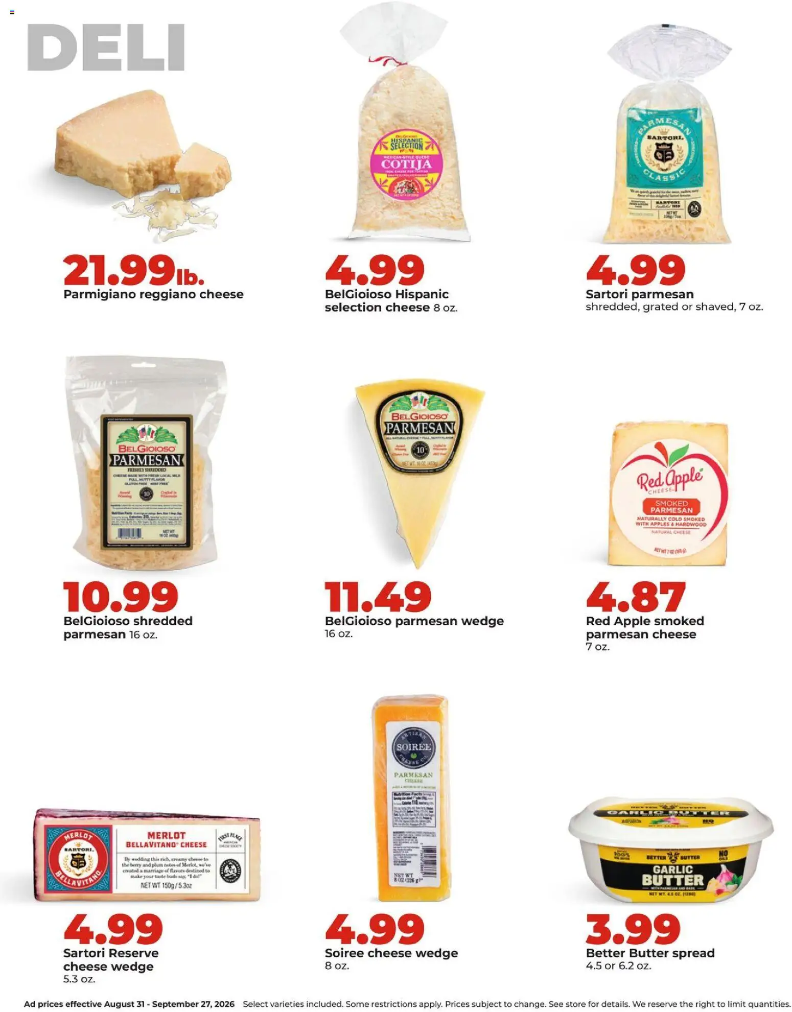 HyVee Monthly Ad - valid from 08/31/2026 | Page: 22 | Products: Spread, Butter, Cheese, Parmigiano Reggiano