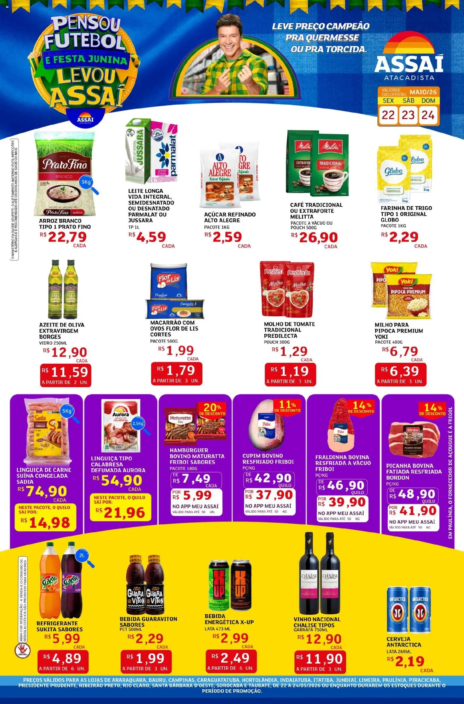 Assaí Atacadista Folheto - válido de 22.05.2026 | Página: 1 | Produtos: Macarrão, Hambúrguer, Refrigerante, Pipoca
