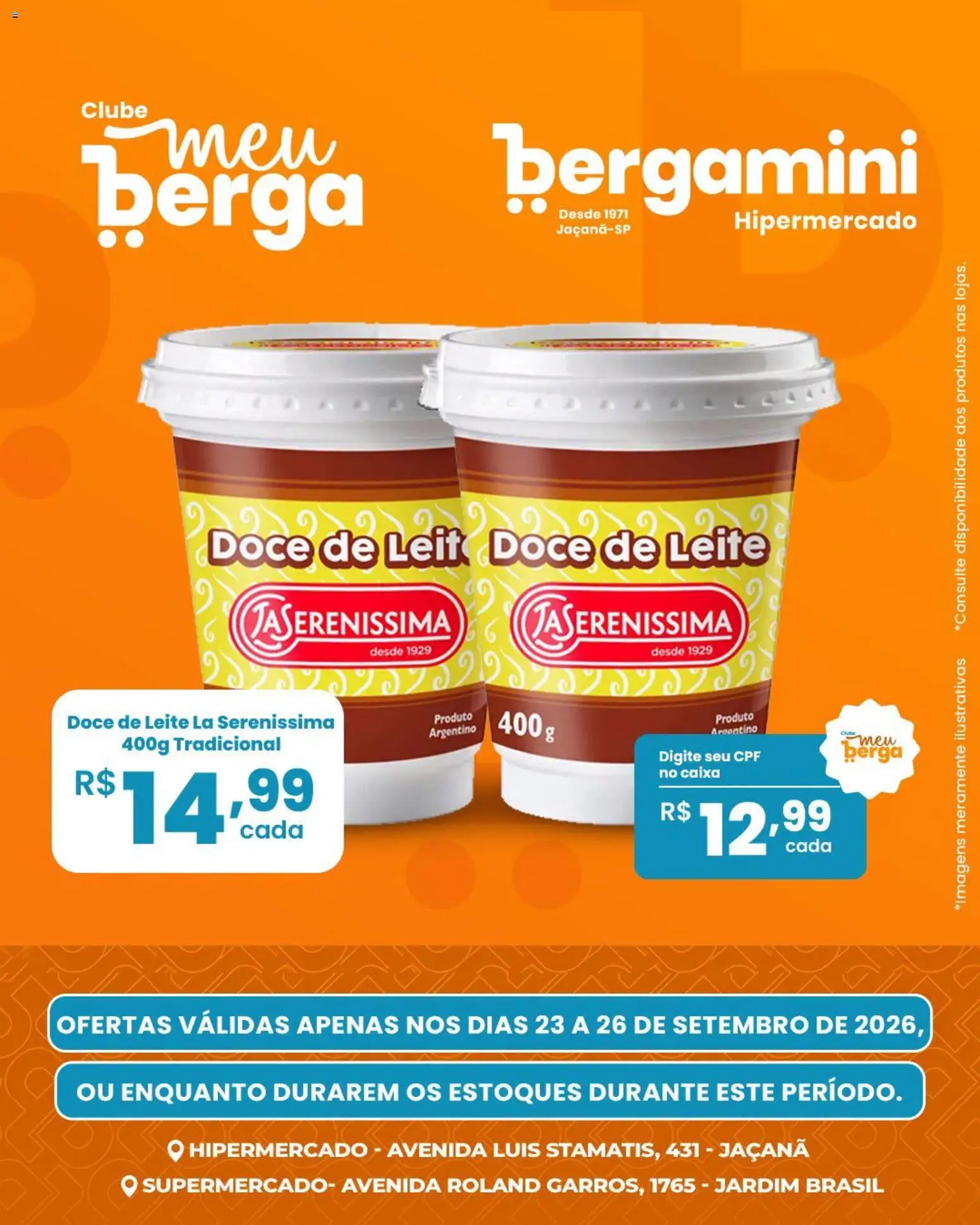 Supermercado Bergamini Folheto - válido de 23/09/2026 | Página: 3 | Produtos: Caixa, Leite, Doce, Doce de leite