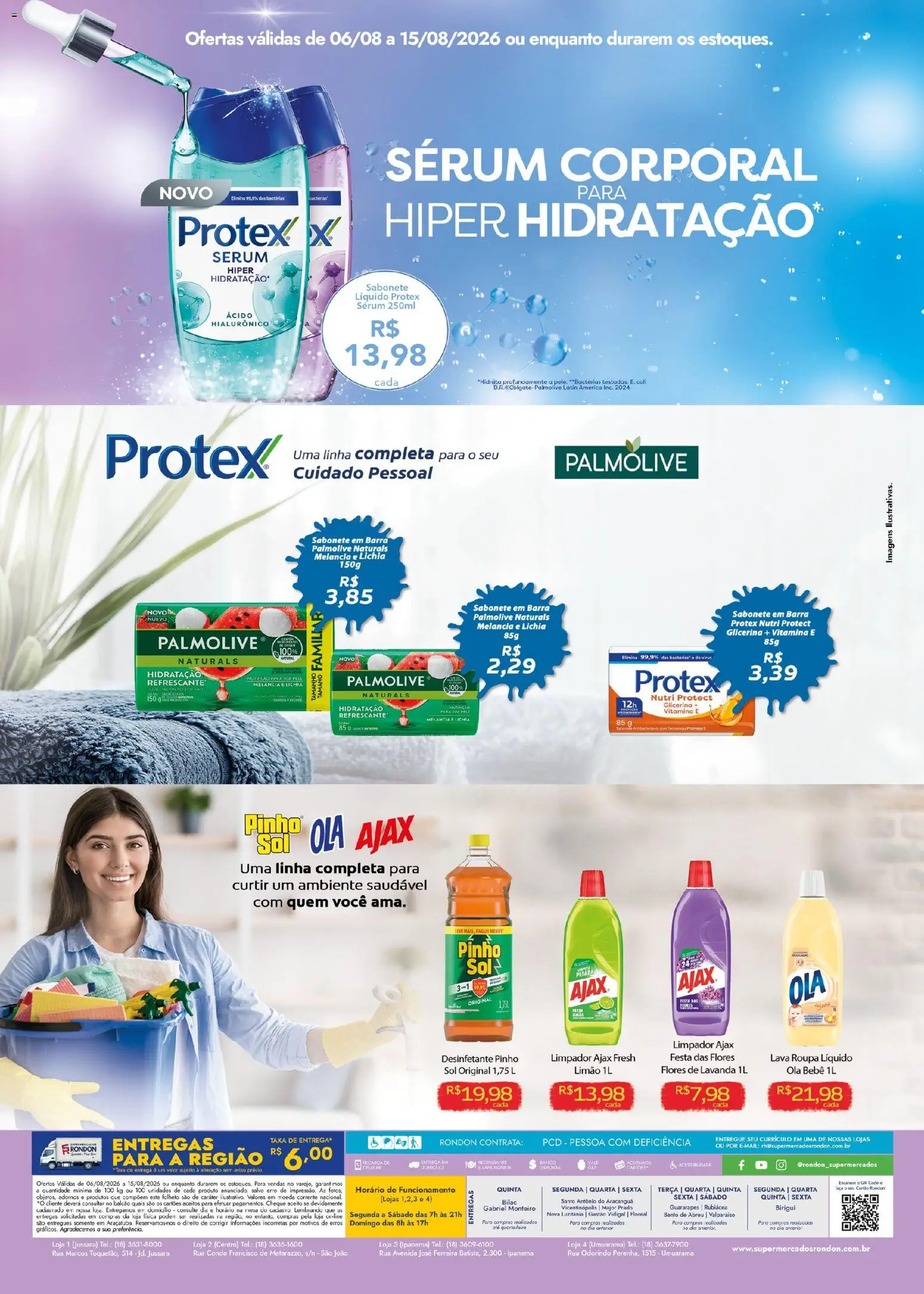Supermercados Rondon Folheto - válido de 06/08/2026 | Página: 2 | Produtos: Pera, Lichia, Sabonete, Sabonete líquido
