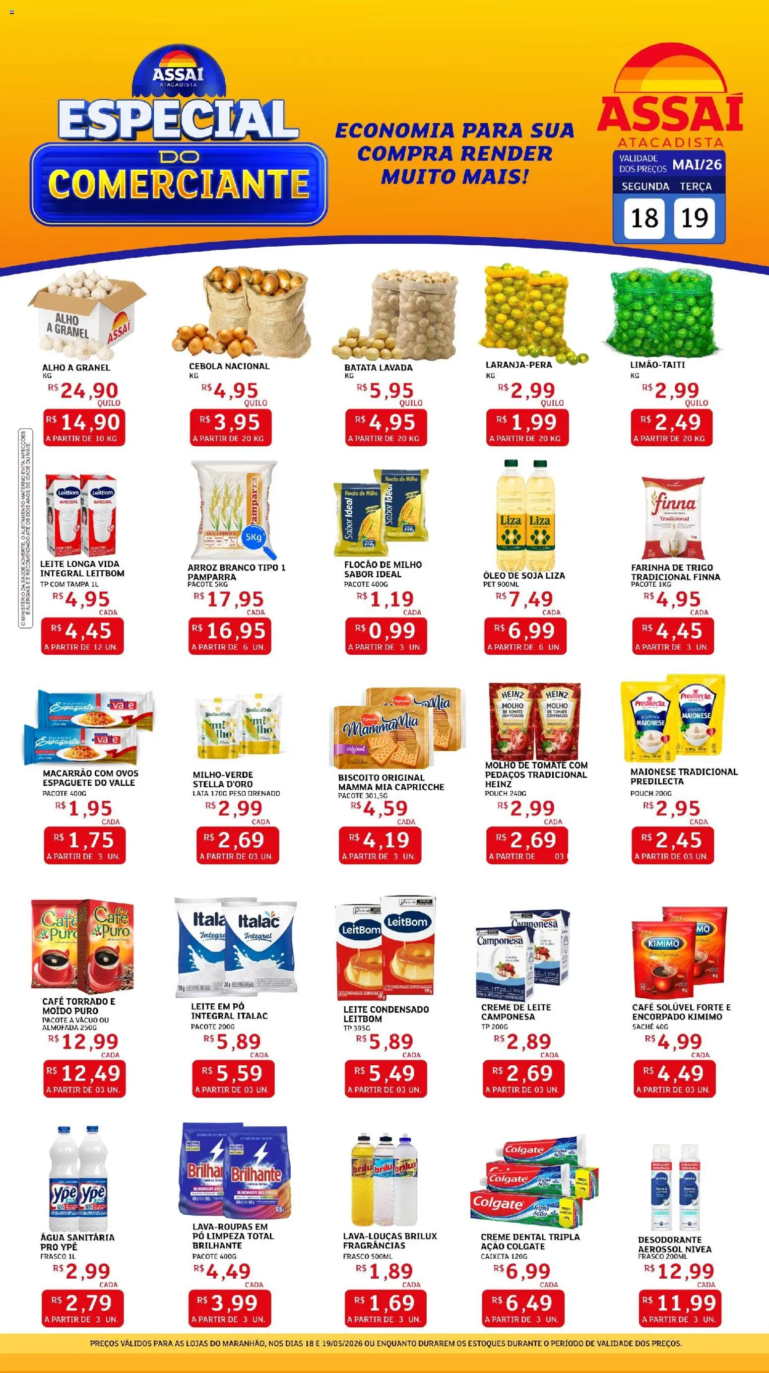 Assaí Atacadista Folheto - válido de 18.05.2026 | Página: 1 | Produtos: Biscoito, Desodorante, Óleo, Leite em pó