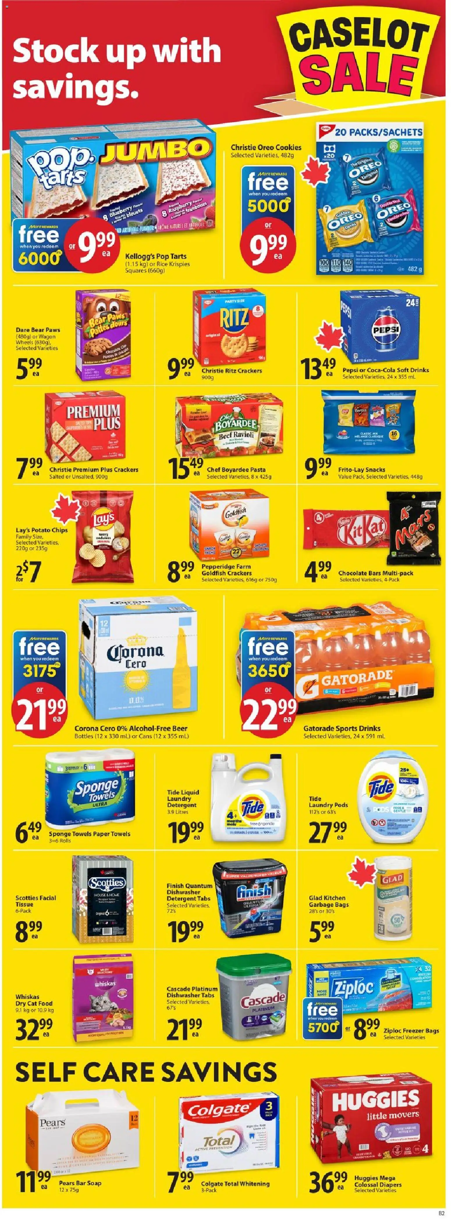 Save on foods flyer valid from Aug 27, 2026 | Page: 6 | Products: Oreo, Paper towels, Dishwasher, Beer
