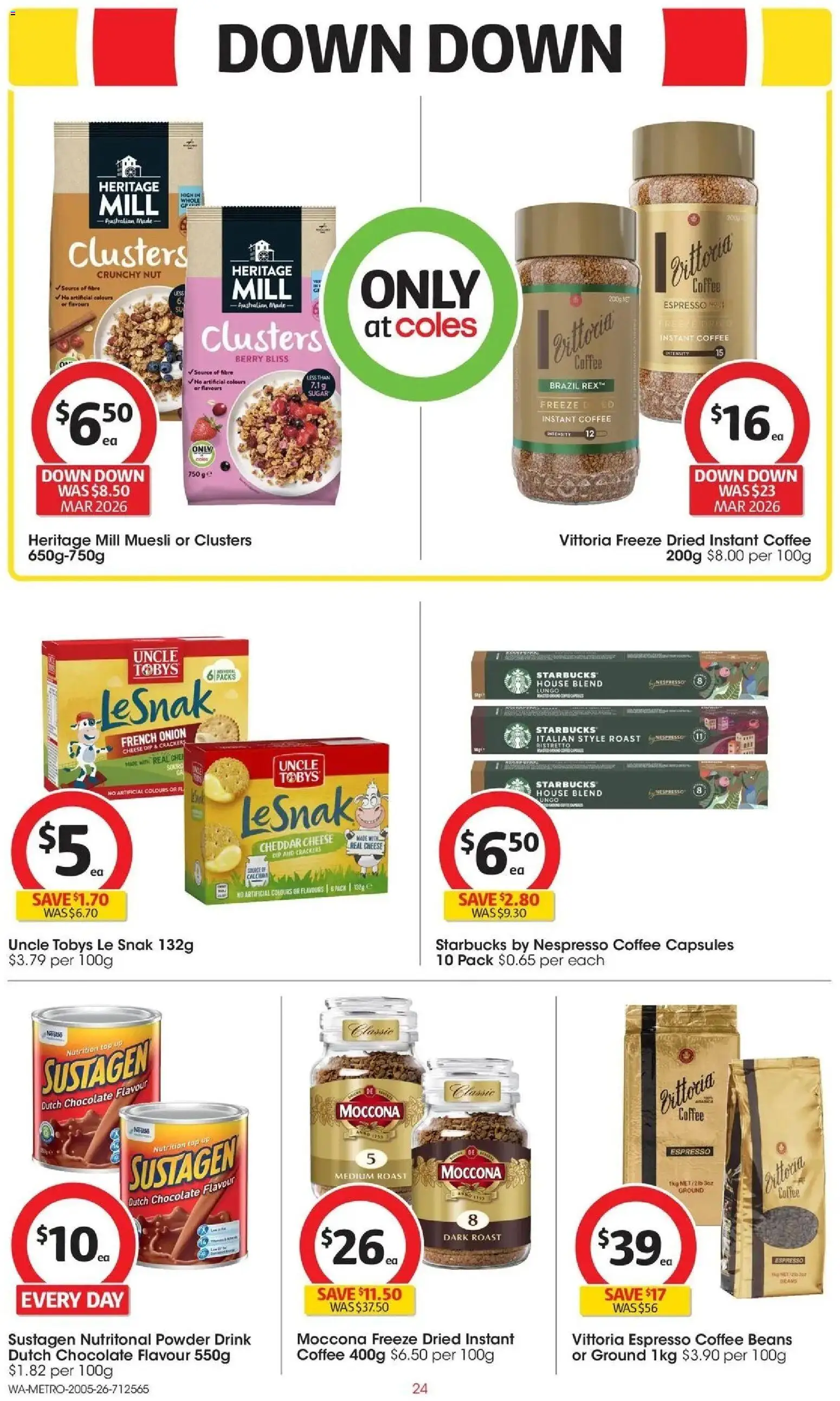 Coles catalogue - valid from 19.05.2026 | Page: 24 | Products: Crackers, Cheese, Coffee, Moccona