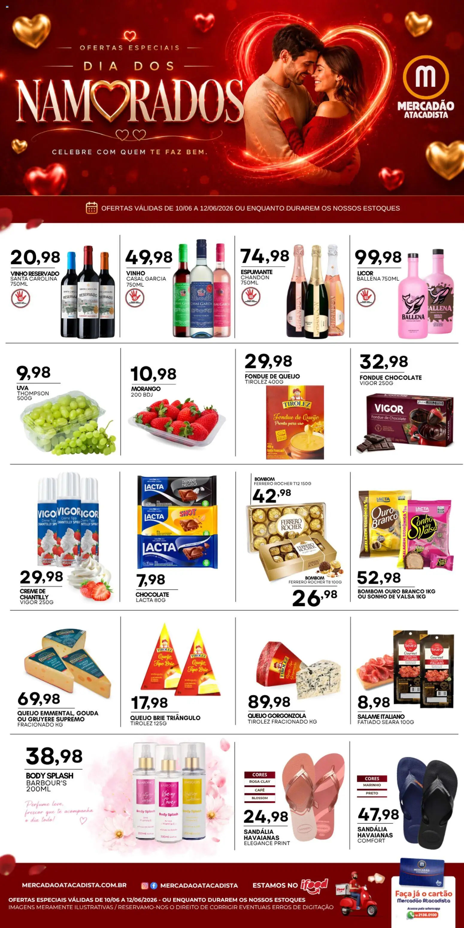 Mercadão Atacadista Folheto - válido de 10.06.2026 | Página: 1 | Produtos: Perfume, Licor, Gouda, Creme