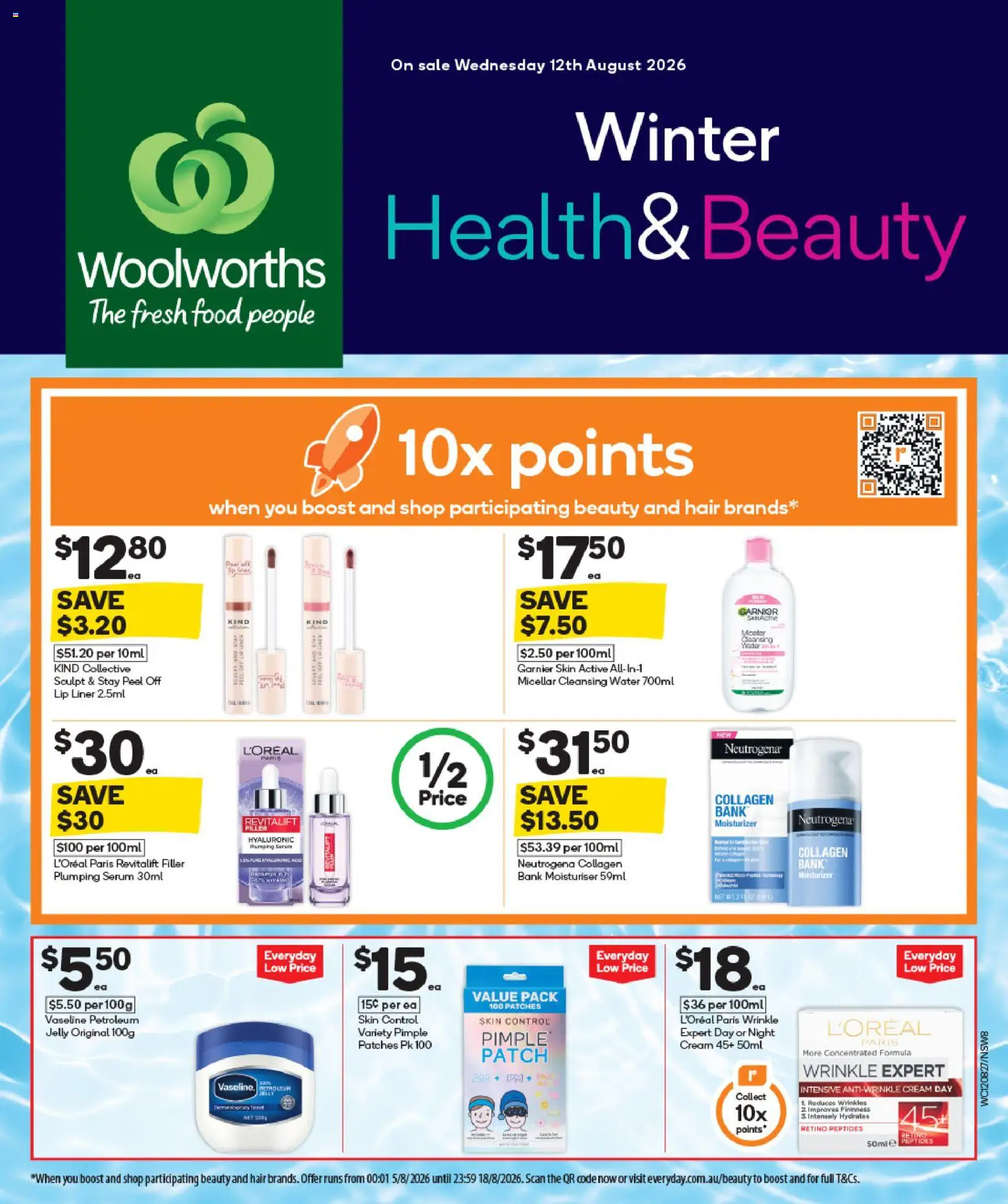 Woolworths catalogue - valid from 12/08/2026 | Page: 2 | Products: Moisturiser, Water, Lip liner, Vaseline