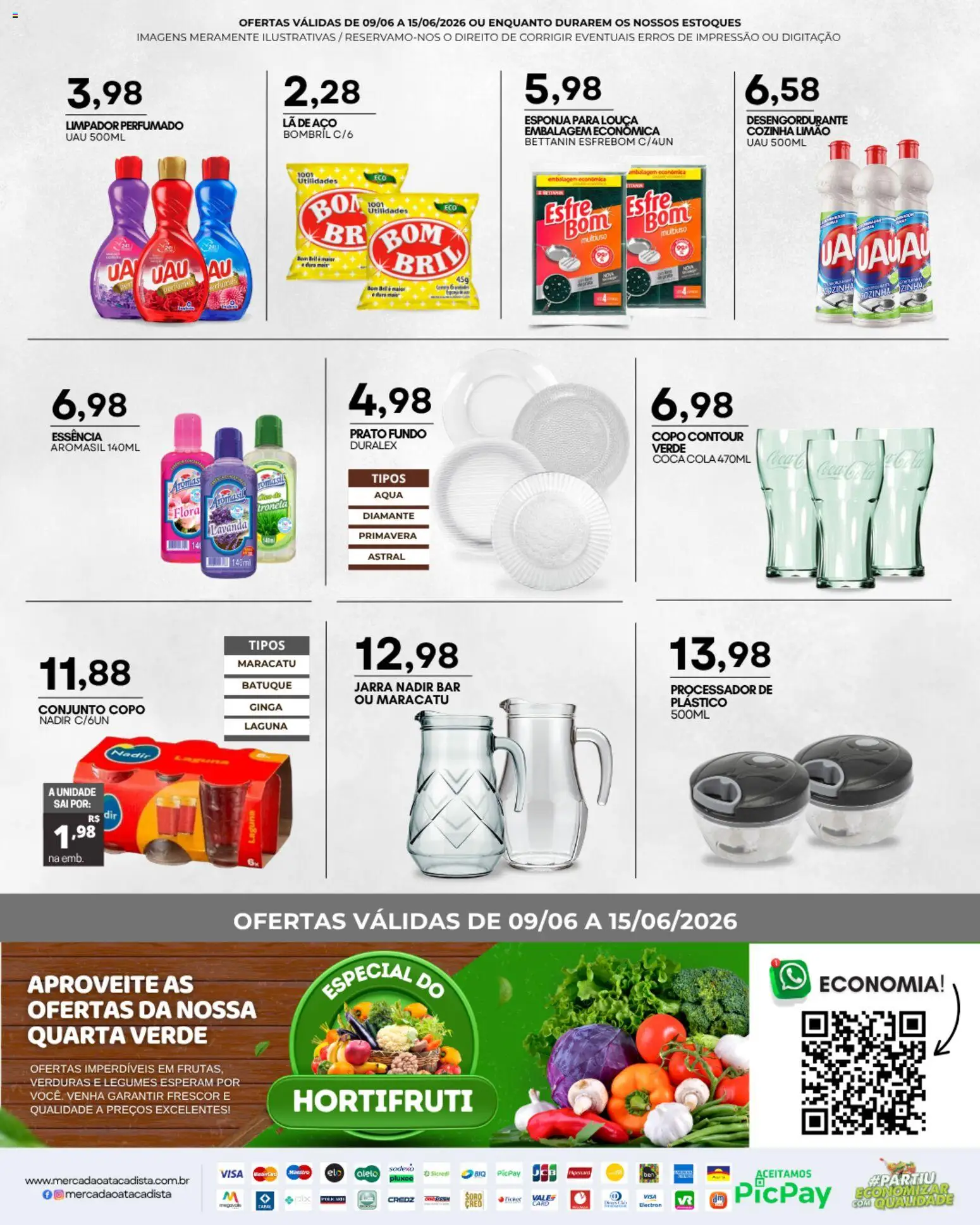 Mercadão Atacadista Folheto - válido de 09.06.2026 | Página: 12 | Produtos: Esponja, Processador, Cola, Jarra