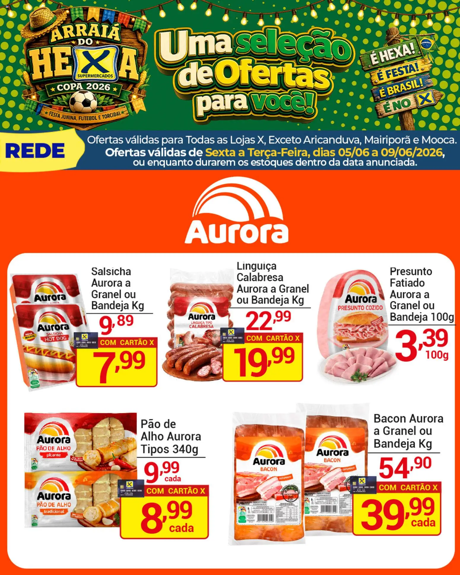 X Supermercados Folheto - válido de 05.06.2026 | Página: 3 | Produtos: Salsicha, Pão, Presunto, Copa