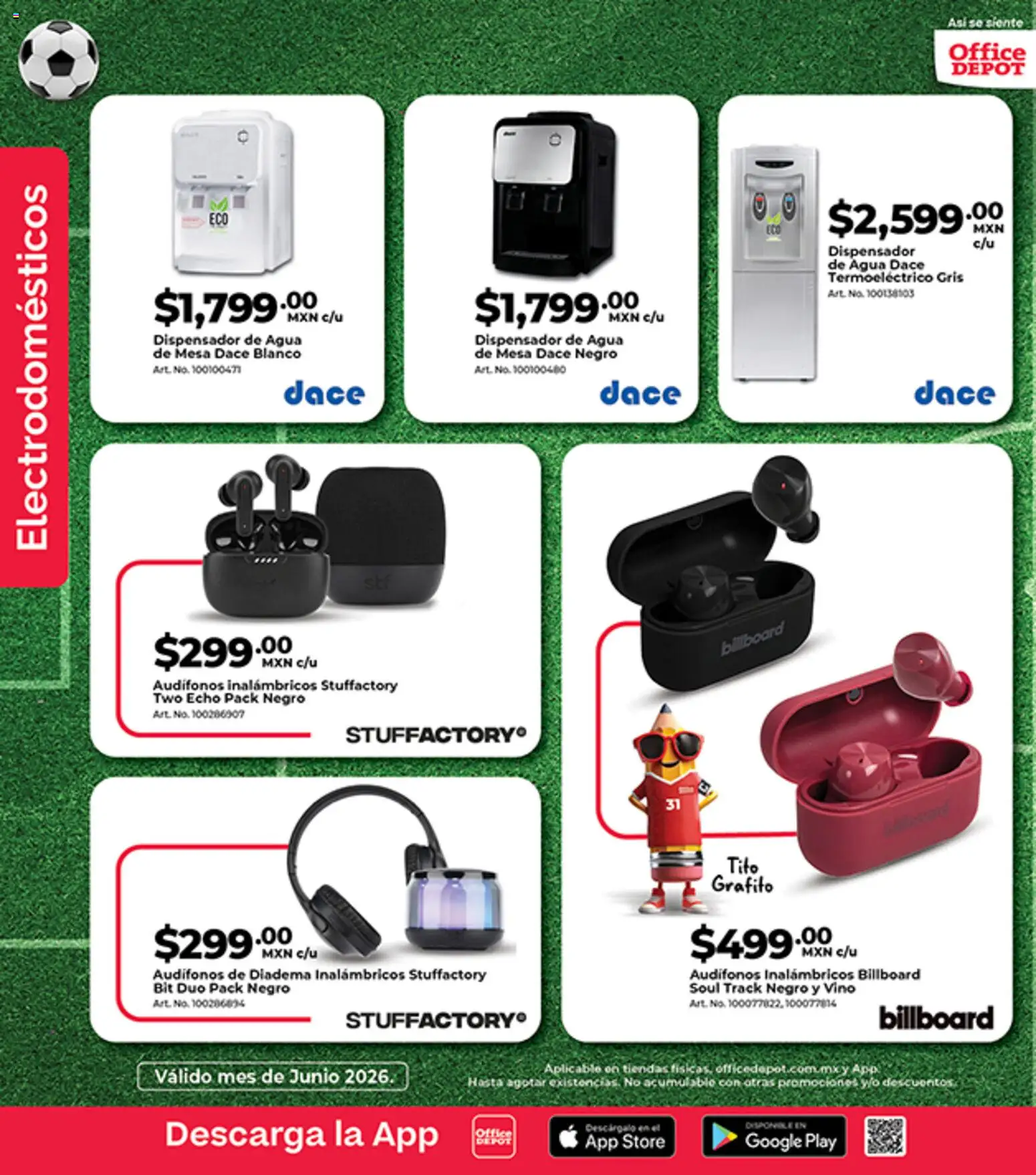 Nuevas ofertas de Office Depot válidas en toda la República Mexicana desde el 01.06.2026. ¡Encuentra las mejores ofertas en Office Depot catálogo! | Página: 24 | Productos: Agua, Audífonos, Vino, Mesa