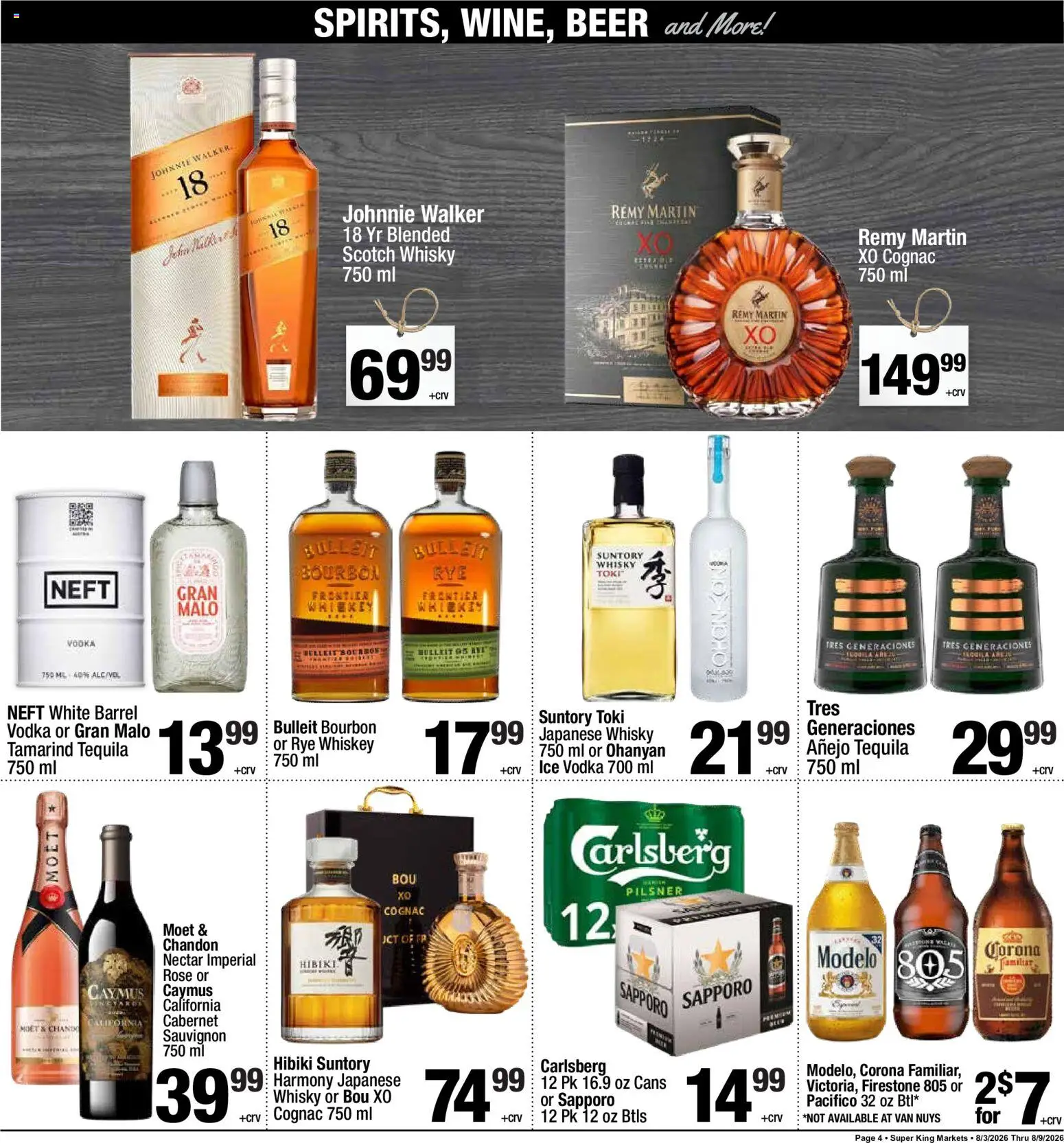 Super King Ad - valid from 08/03/2026 | Page: 4 | Products: Beer, Bourbon, Vodka, Whiskey