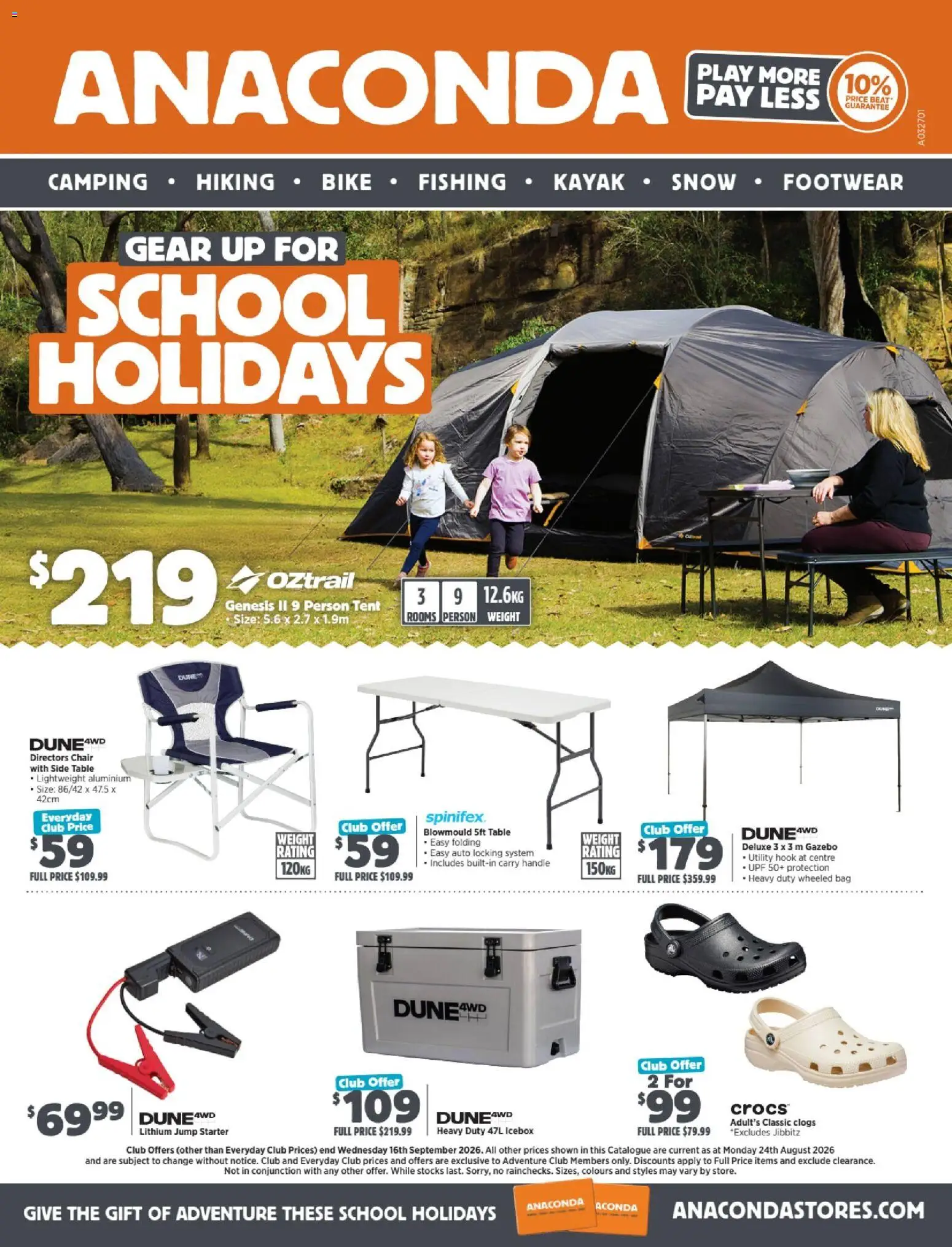 Anaconda catalogue - valid from 24/08/2026 | Page: 1 | Products: Table, Gazebo, Bag, Weight
