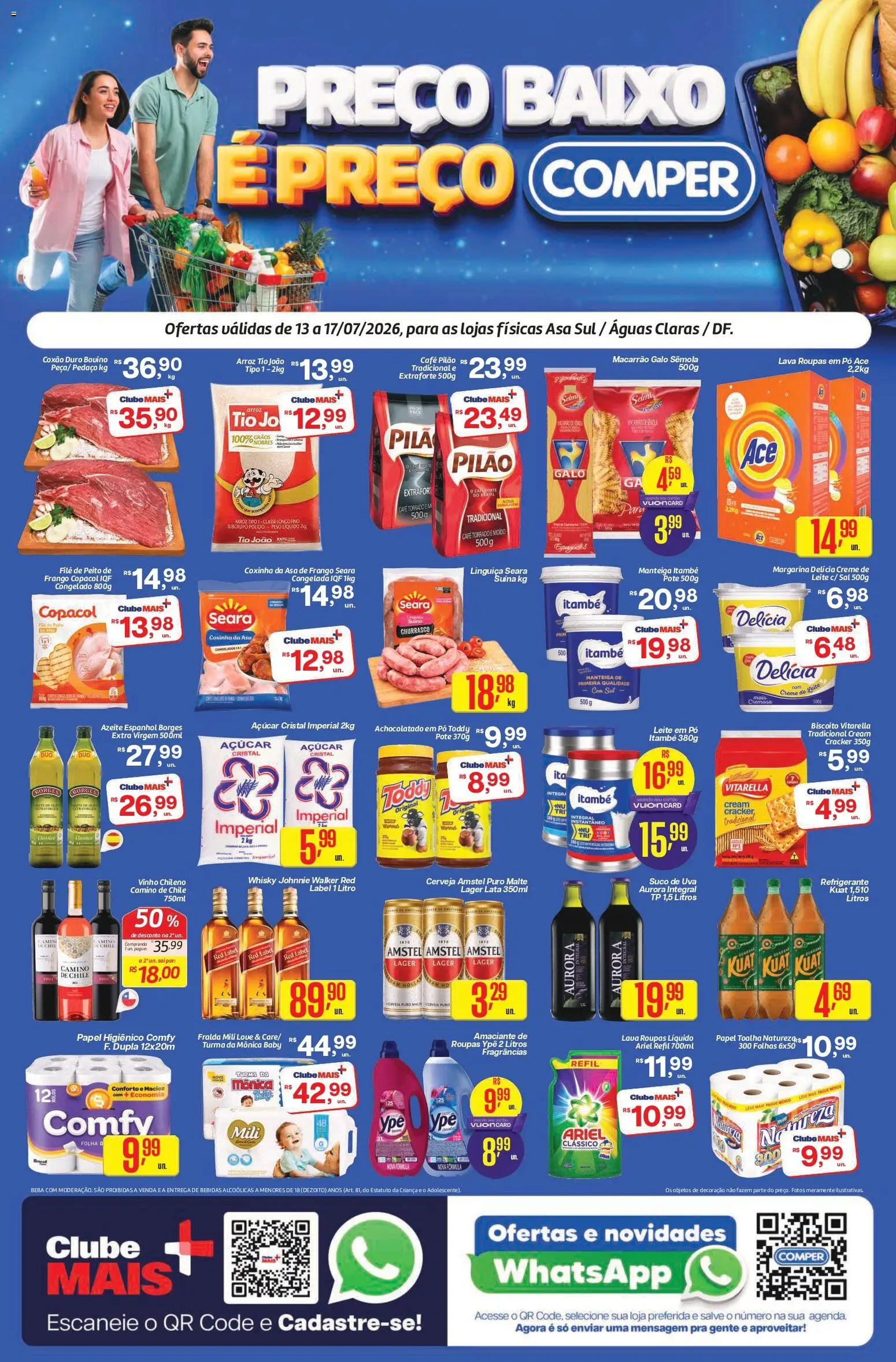 Comper Folheto - válido de 13/07/2026 | Página: 1 | Produtos: Pó, Biscoito, Vinho, Sal