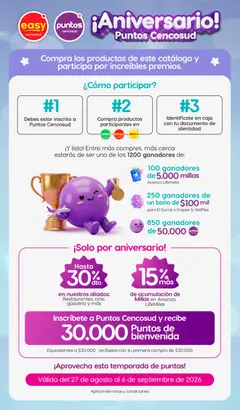 Easy Catálogo Aniversario Puntos Cencosud -  Vista previa de la revista de la tienda Easy valido desde el 27/08/2026 | Página: 2 | Productos: Caja, Waffles