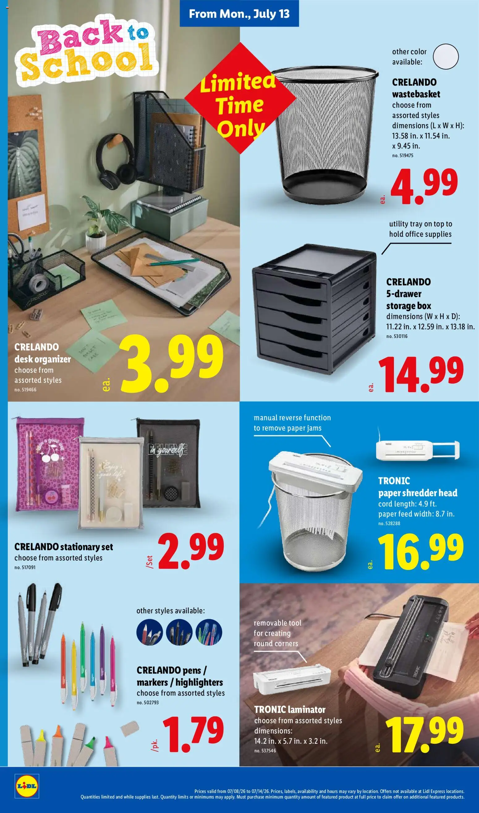 Lidl Weekly Ad - valid from 07/08/2026 | Page: 38 | Products: Box, Desk, Storage box, Shredder