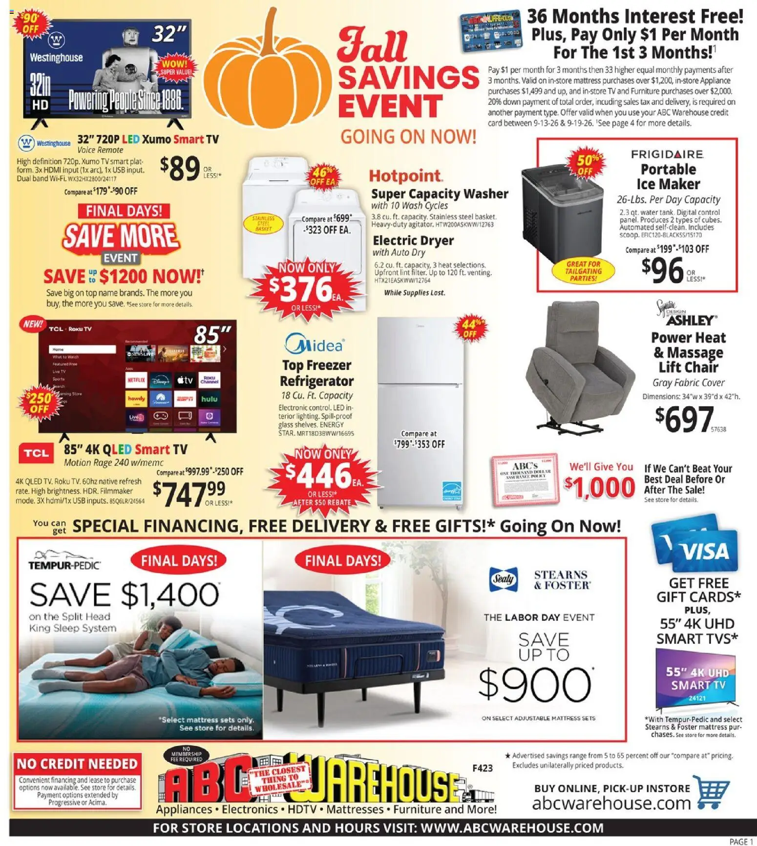 ABC Warehouse Weekly Ad - valid from 09/13/2026 | Page: 1