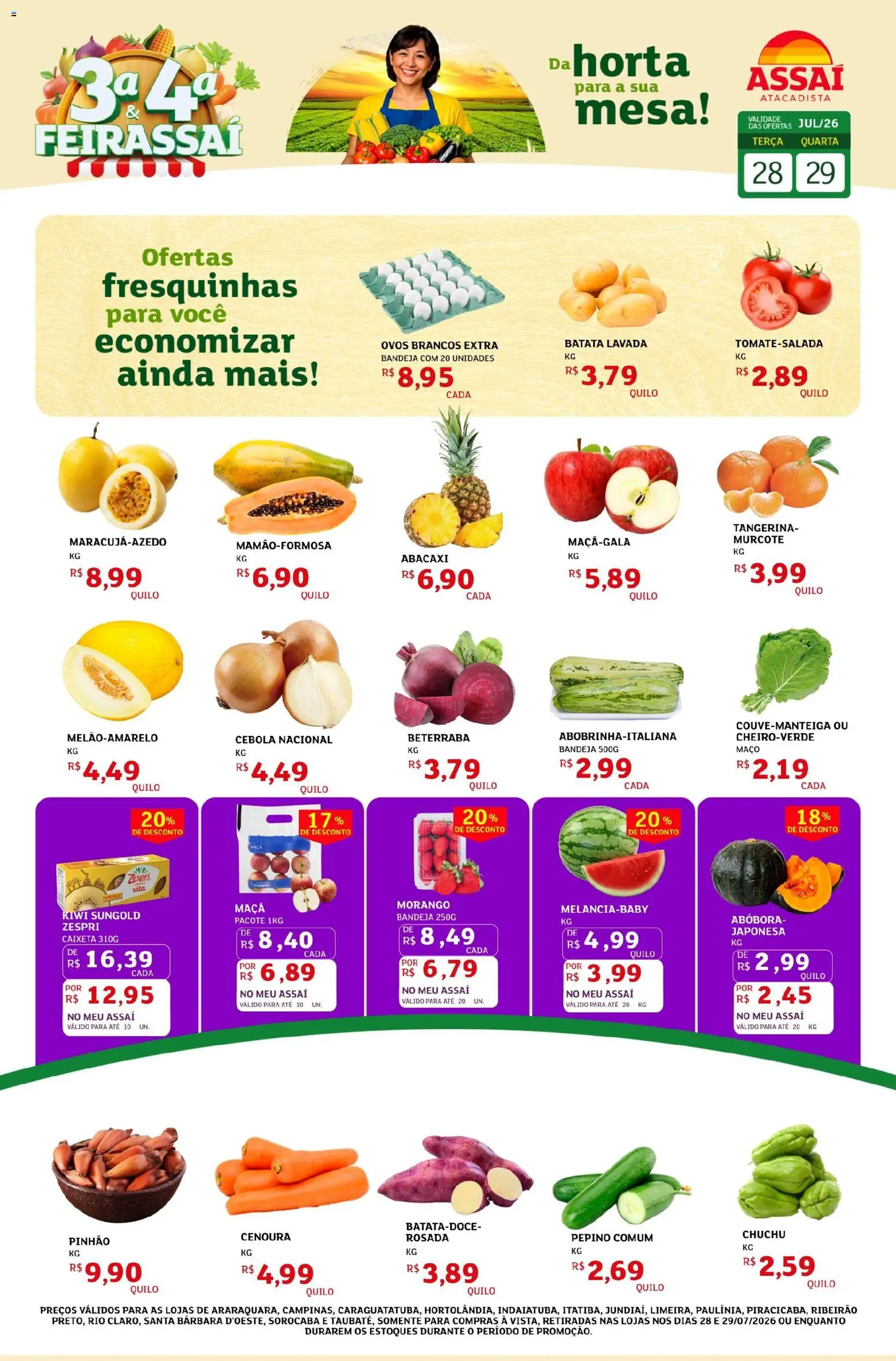 Assaí Atacadista Folheto - válido de 28/07/2026 | Página: 1 | Produtos: Cebola, Ovos, Kiwi, Bandeja