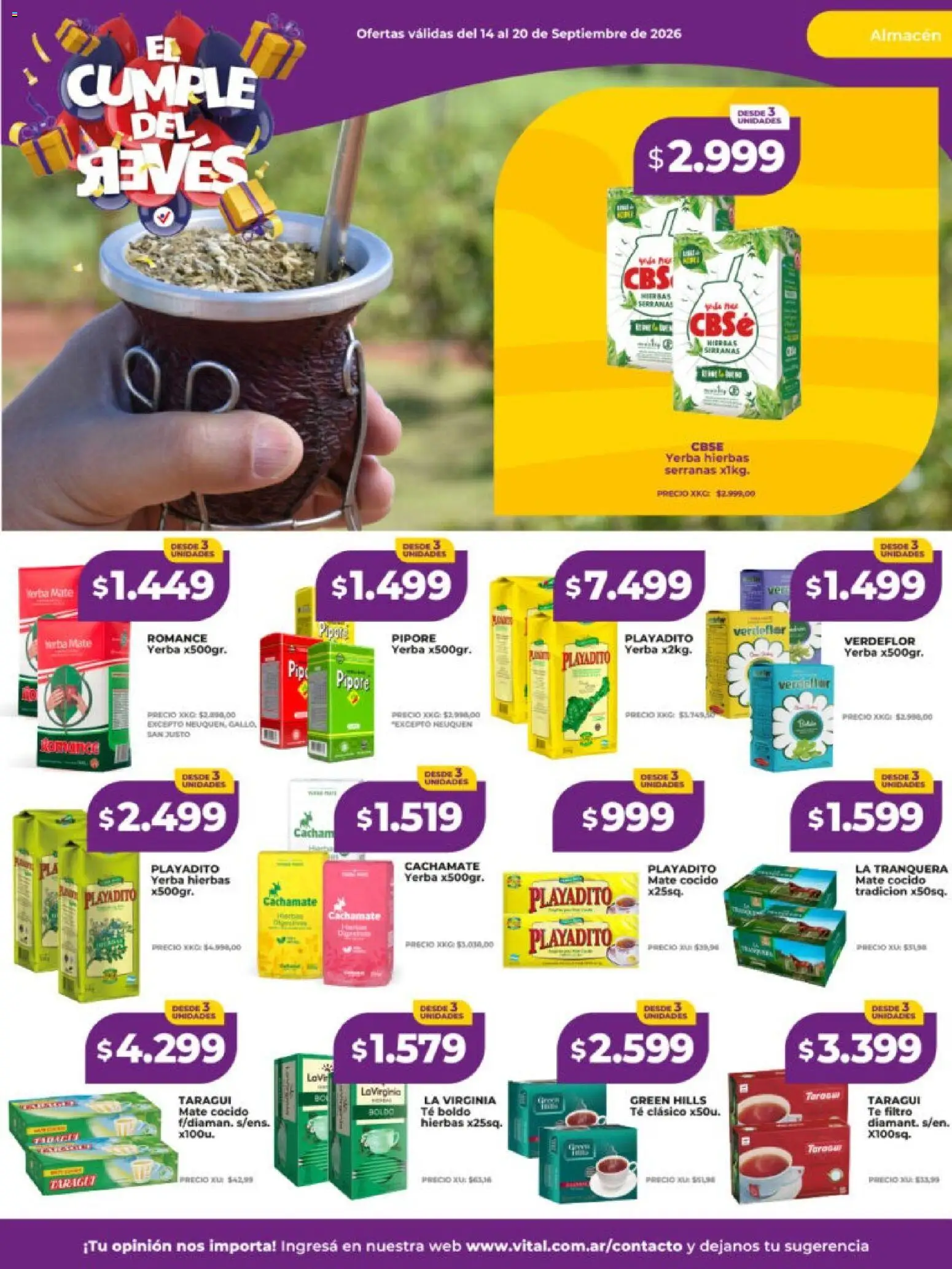 Vital - Ofertas │ válido desde el 14/09/2026 | Página: 20 | Productos: Mate, Yerba, Té, Mate cocido