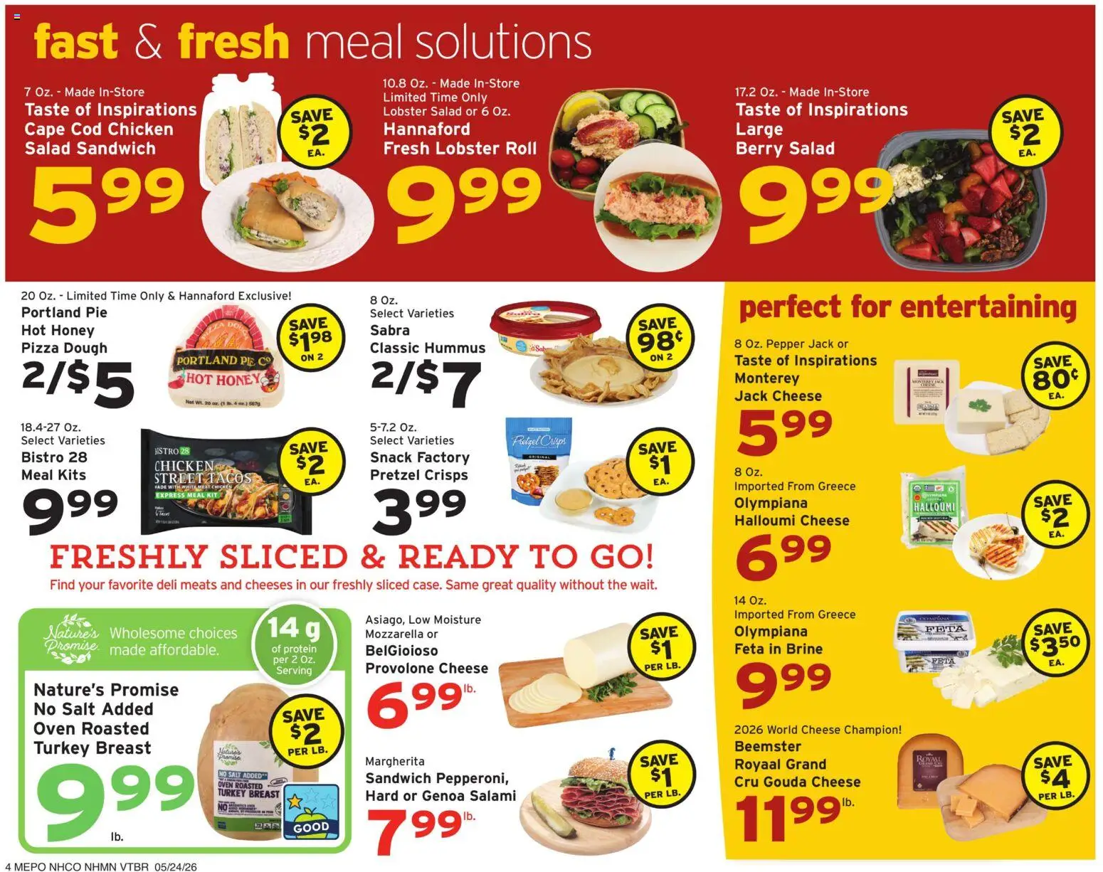 Hannaford Weekly Ad - valid from 24.05.2026 | Page: 4 | Products: Cheese, Pizza, Pepper, Oven