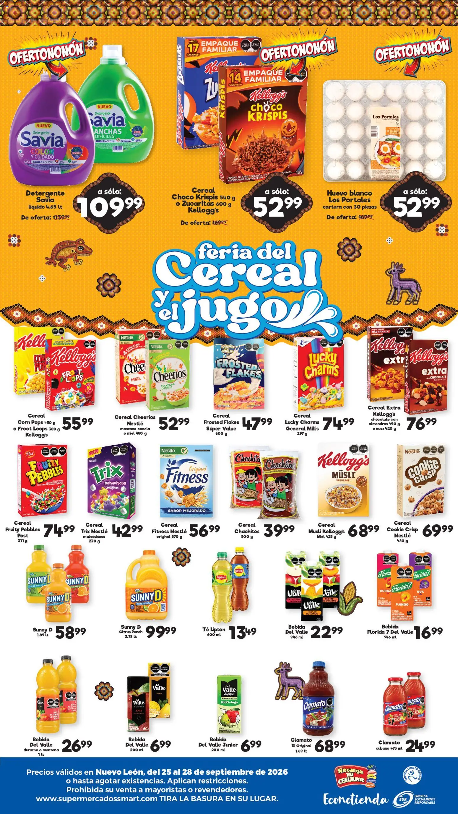Nuevas ofertas de S-Mart válidas en toda la República Mexicana desde el 25/09/2026. ¡Encuentra las mejores ofertas en S-Mart folleto Ofertas de feria Monterrey! | Página: 2 | Productos: Detergente, Jugo, Nuez, Cereales