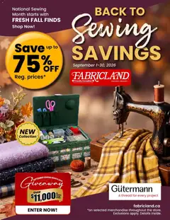 Preview of Fabricland weekly flyer / circulaire from shop Fabricland valid from Sep 1, 2026