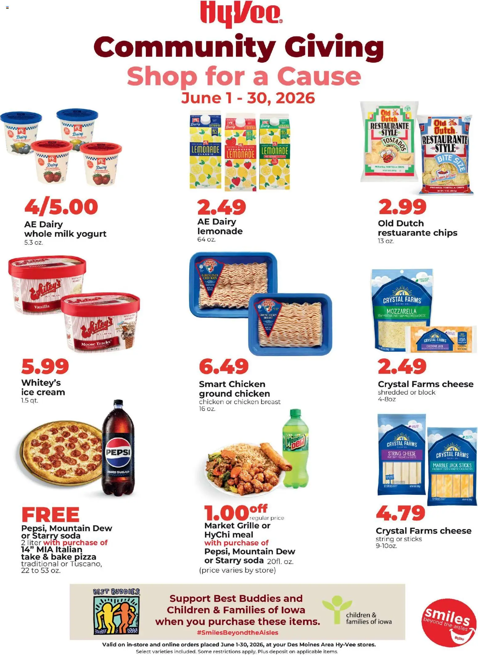 HyVee Community Giving - valid from 01.06.2026 | Page: 1 | Products: Milk, Cheese, Cream, Ice cream