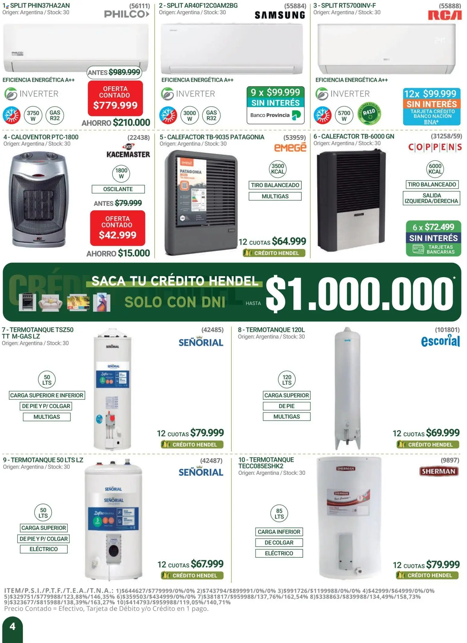 Hendel catálogo │ válido desde el 01/04/2026 | Página: 4 | Productos: Calefactor, Termotanque