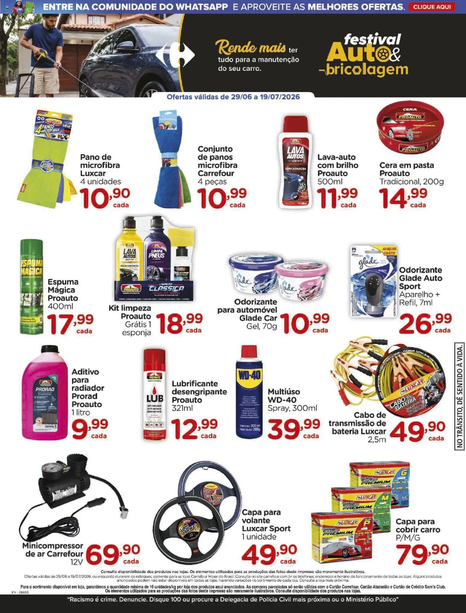 Carrefour Folheto - válido de 29/06/2026 | Página: 3 | Produtos: Bateria, Pasta, Cera, Cabo