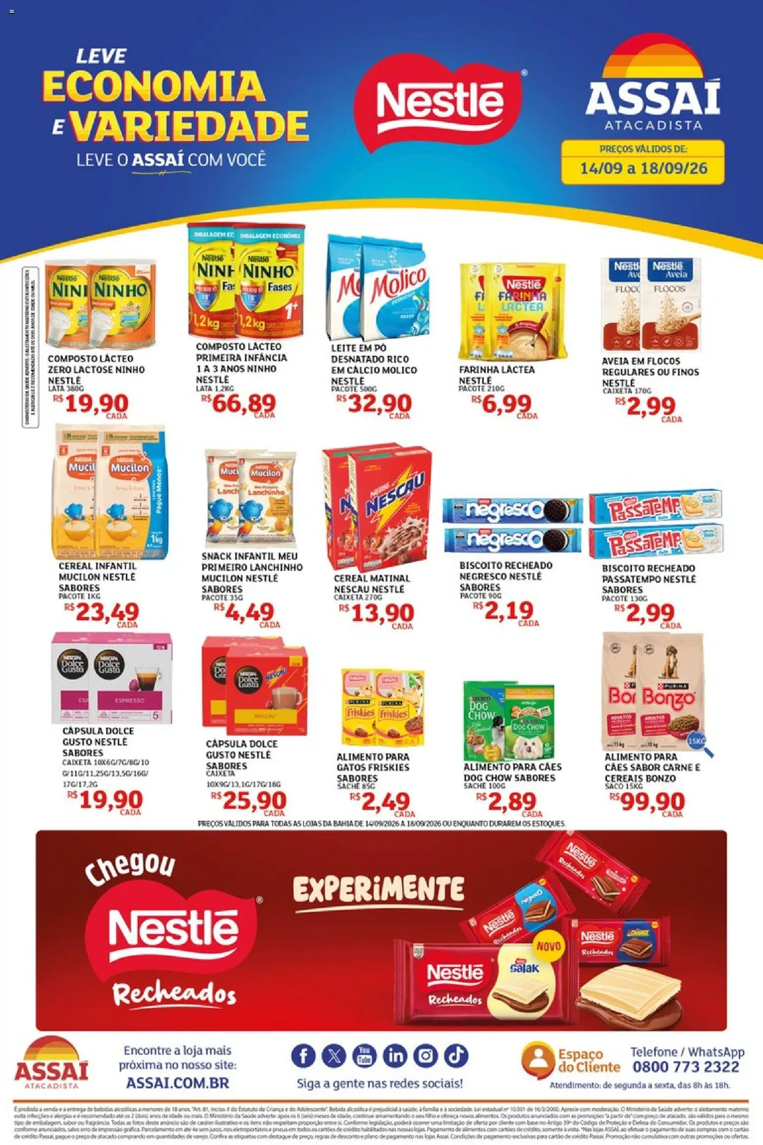Assaí Atacadista Folheto - válido de 14/09/2026 | Página: 1 | Produtos: Pó, Carne, Flocos, Biscoito recheado