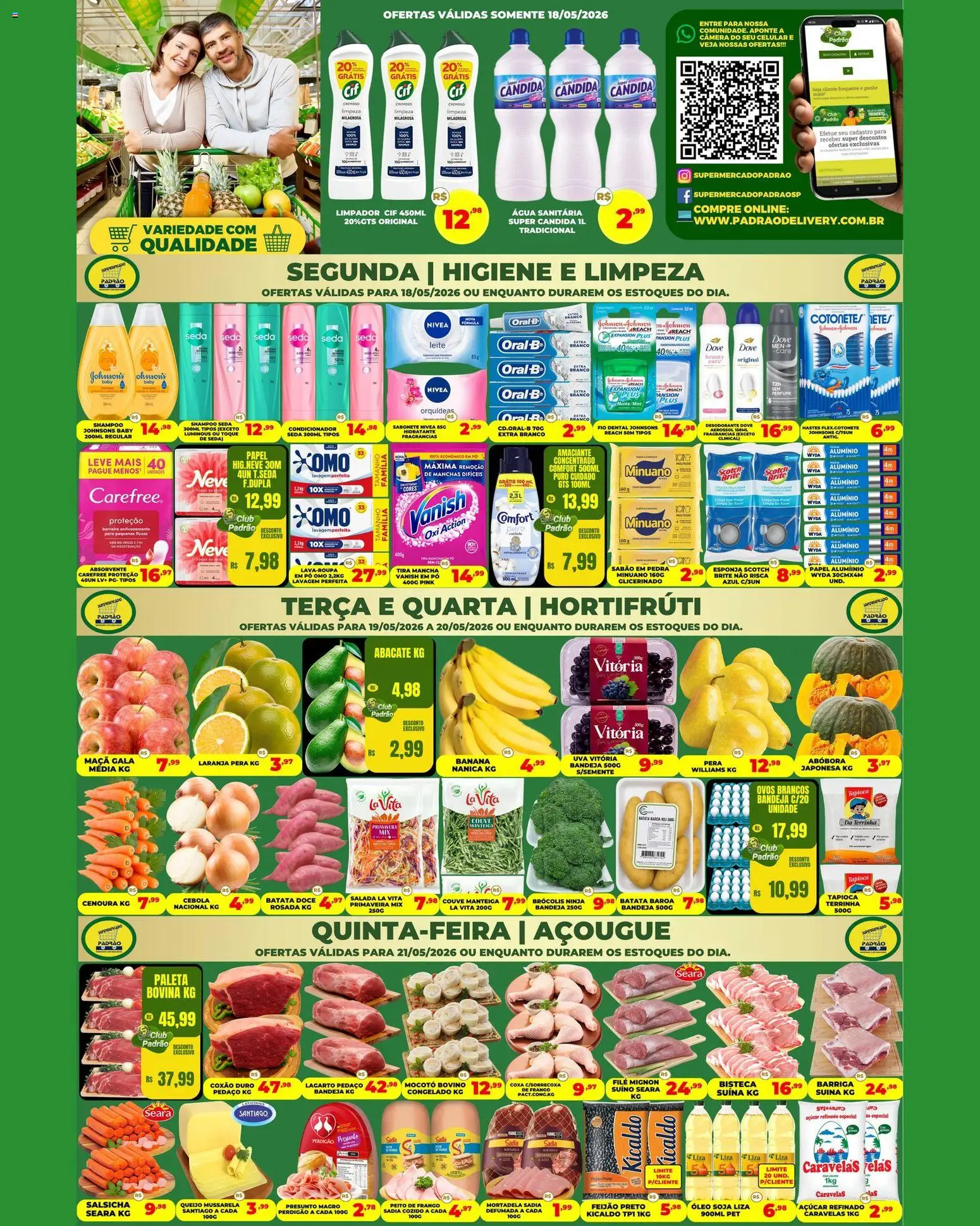 Supermercado Padrão Folheto - válido de 18.05.2026 | Página: 1 | Produtos: Abóbora, Cebola, Manteiga, Açúcar