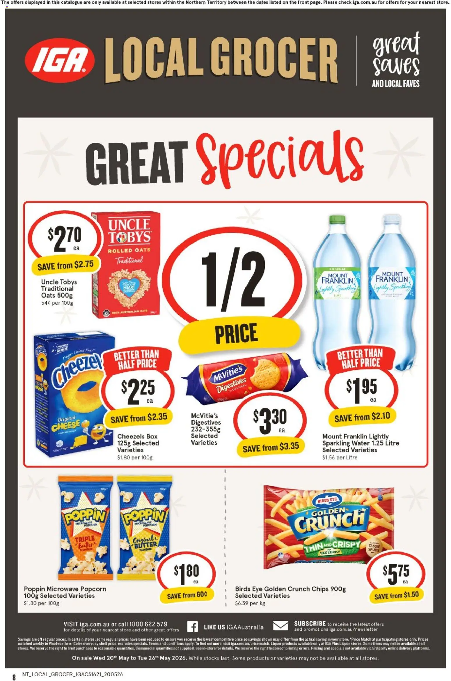 IGA catalogue - valid from 20.05.2026 | Page: 2 | Products: Cheese, Popcorn, Sugar, Lime
