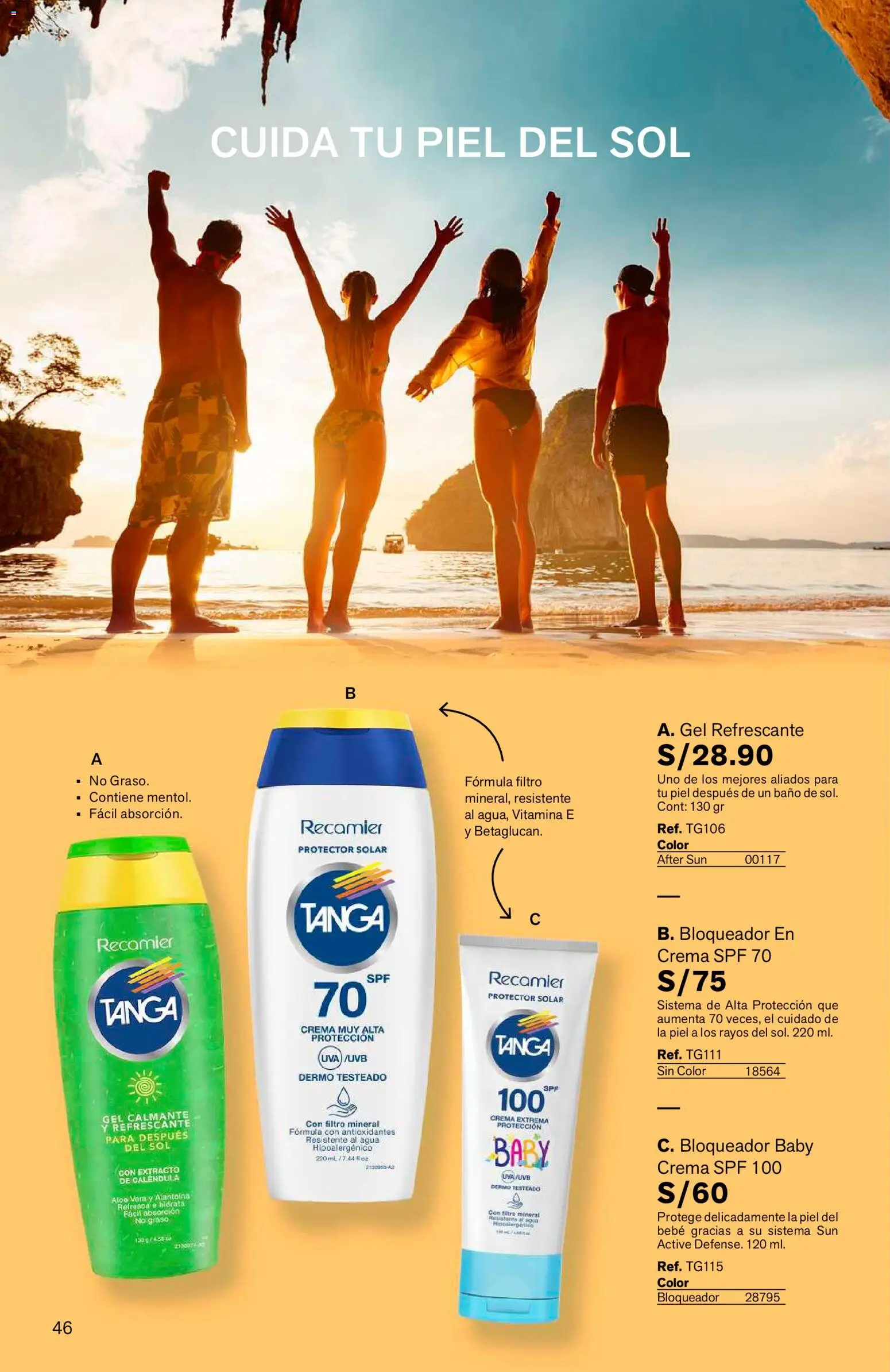 Catálogo Leonisa válido desde 04/08/2026 | Página: 46 | Productos: Protector solar, Baño, Crema