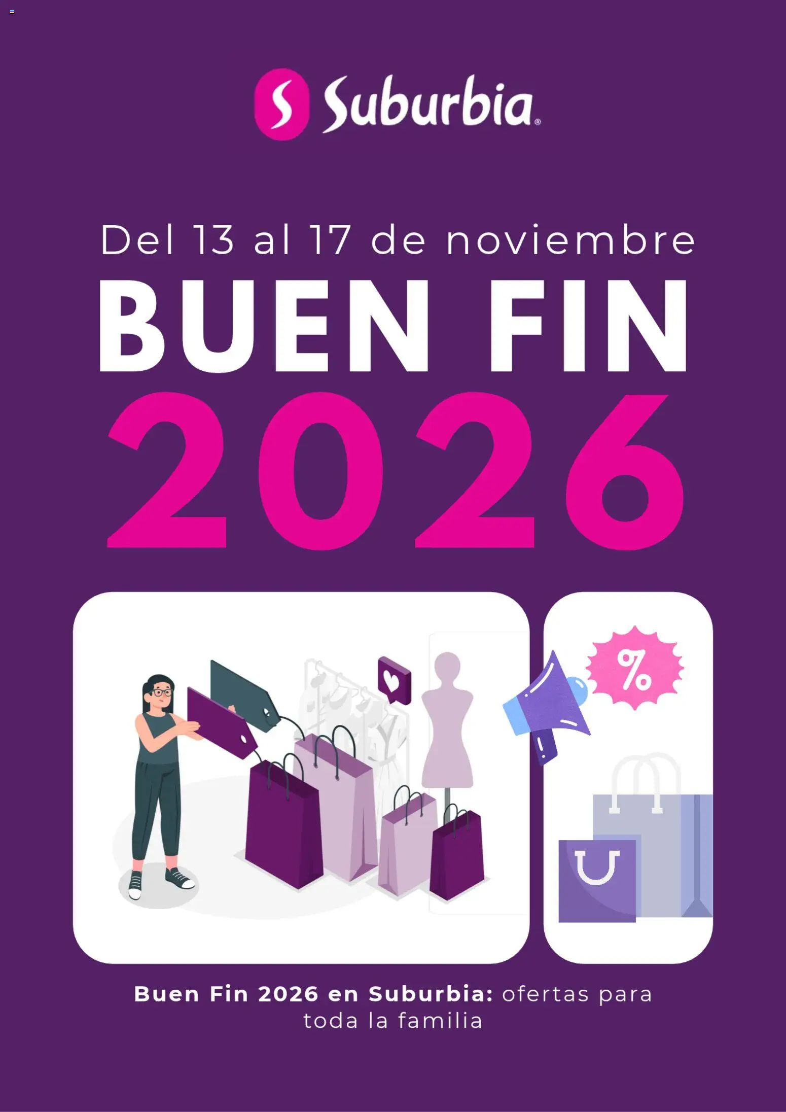 Nuevas ofertas de Suburbia válidas en toda la República Mexicana desde el 08/10/2026. ¡Encuentra las mejores ofertas en Suburbia Buen Fin aviso! | Página: 1