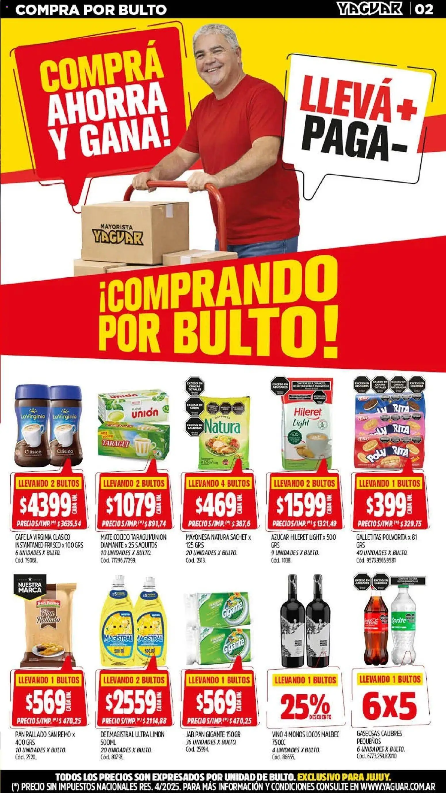 Yaguar - Oferta Semanal Jujuy │ válido desde el 06/04/2026 | Página: 2 | Productos: Azucar, Mayonesa, Frasco, Mate cocido