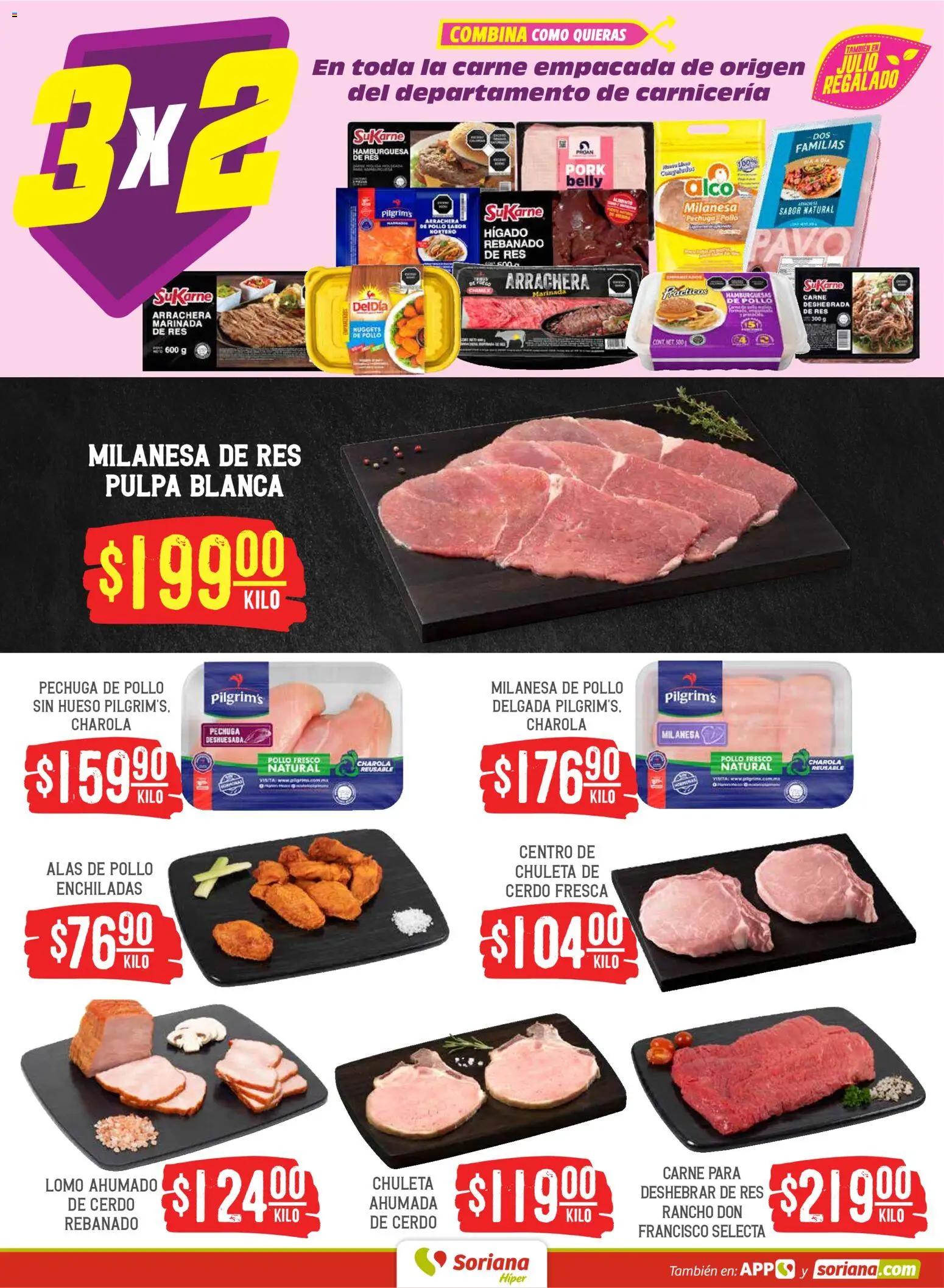 Nuevas ofertas de Soriana válidas en toda la República Mexicana desde el 21/07/2026. ¡Encuentra las mejores ofertas en Soriana Martes y Miércoles del Campo Híper: Nuevo León, Ciudad Victoria y Tampico! | Página: 4 | Productos: Pollo, Milanesa, Cerdo, Res