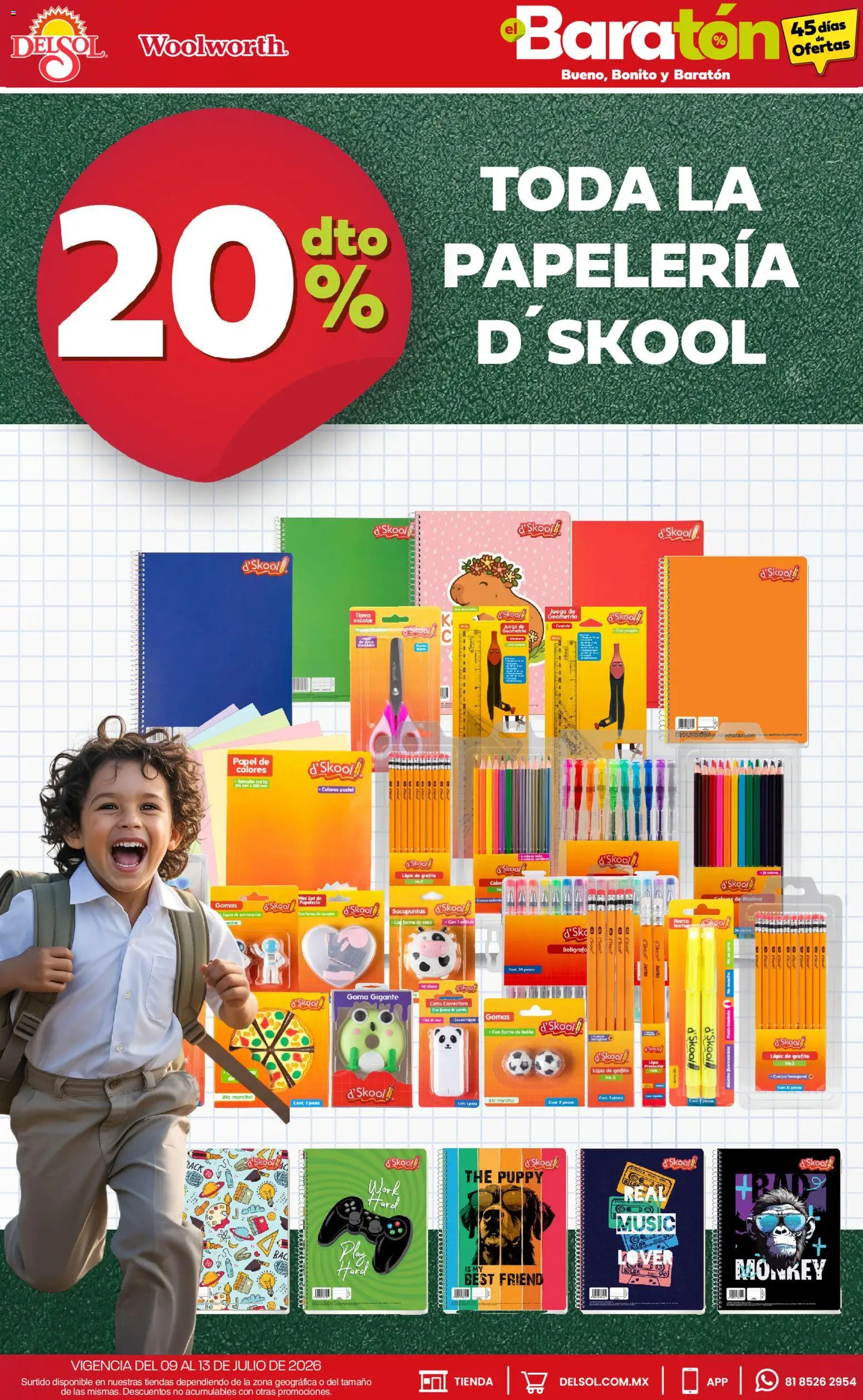 Nuevas ofertas de Del Sol y Woolworth válidas en toda la República Mexicana desde el 09/07/2026. ¡Encuentra las mejores ofertas en Del Sol y Woolworth catálogo Bueno, Bonito y Baratón! | Página: 2 | Productos: Sacapuntas, Pastel, Juego, Cinta