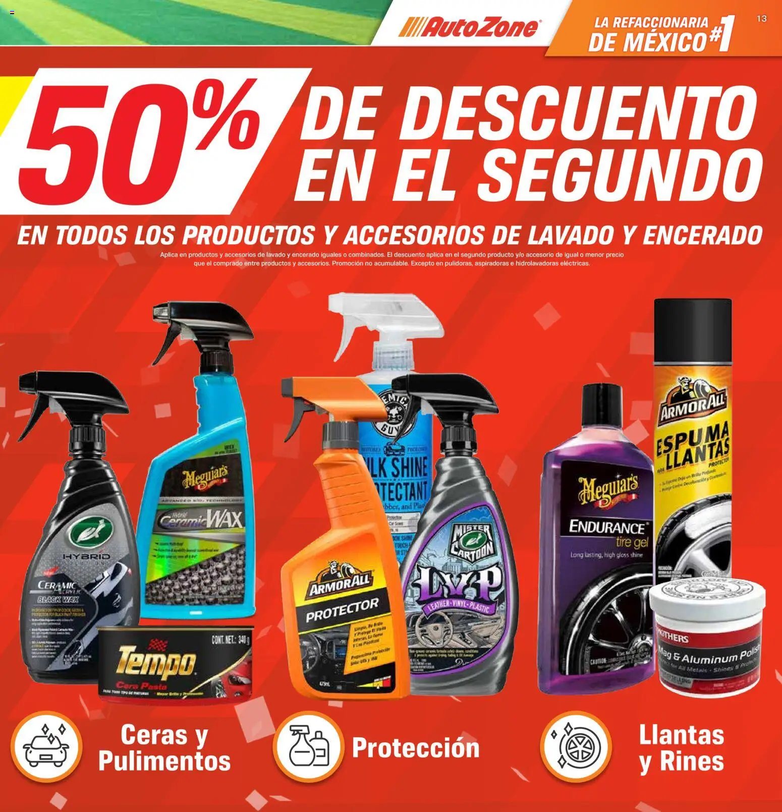 Nuevas ofertas de AutoZone válidas en toda la República Mexicana desde el 15.05.2026. ¡Encuentra las mejores ofertas en AutoZone catálogo! | Página: 13 | Productos: Espuma, Pasta, Cera