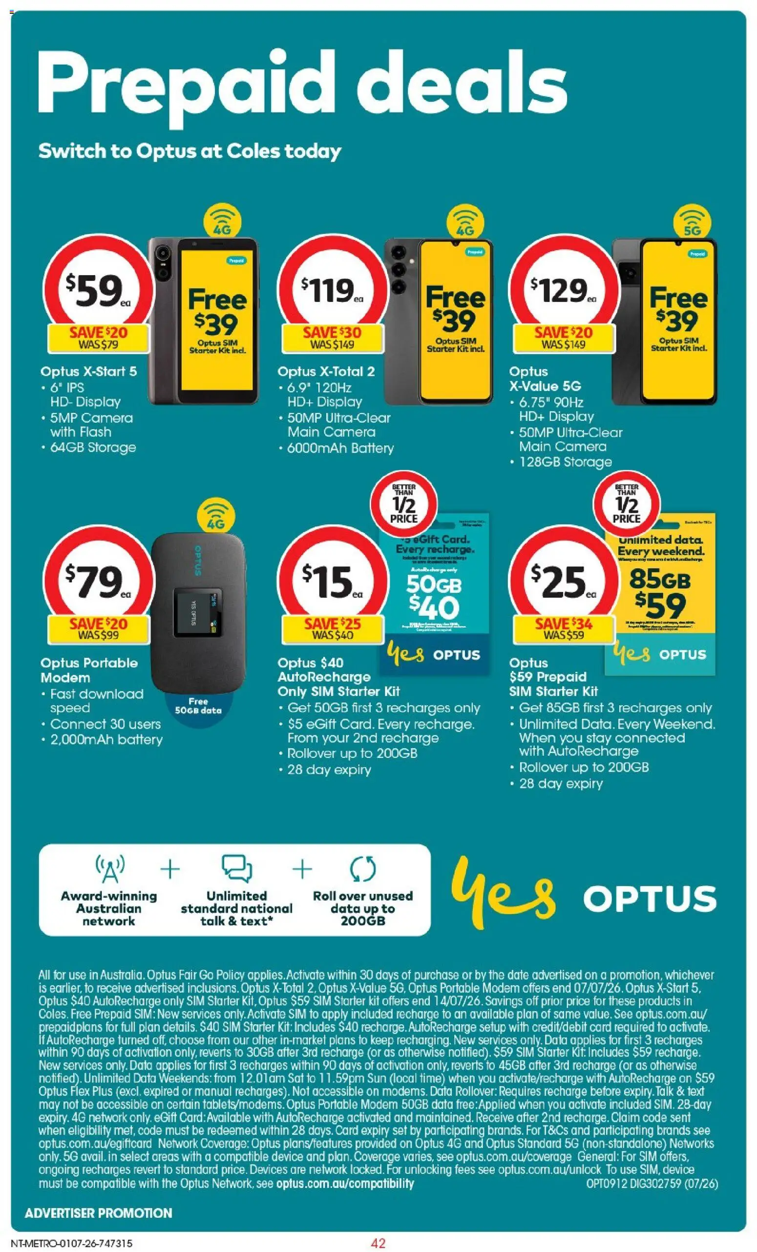 Coles catalogue - valid from 01/07/2026 | Page: 42 | Products: Device, Camera, Portable, Modem