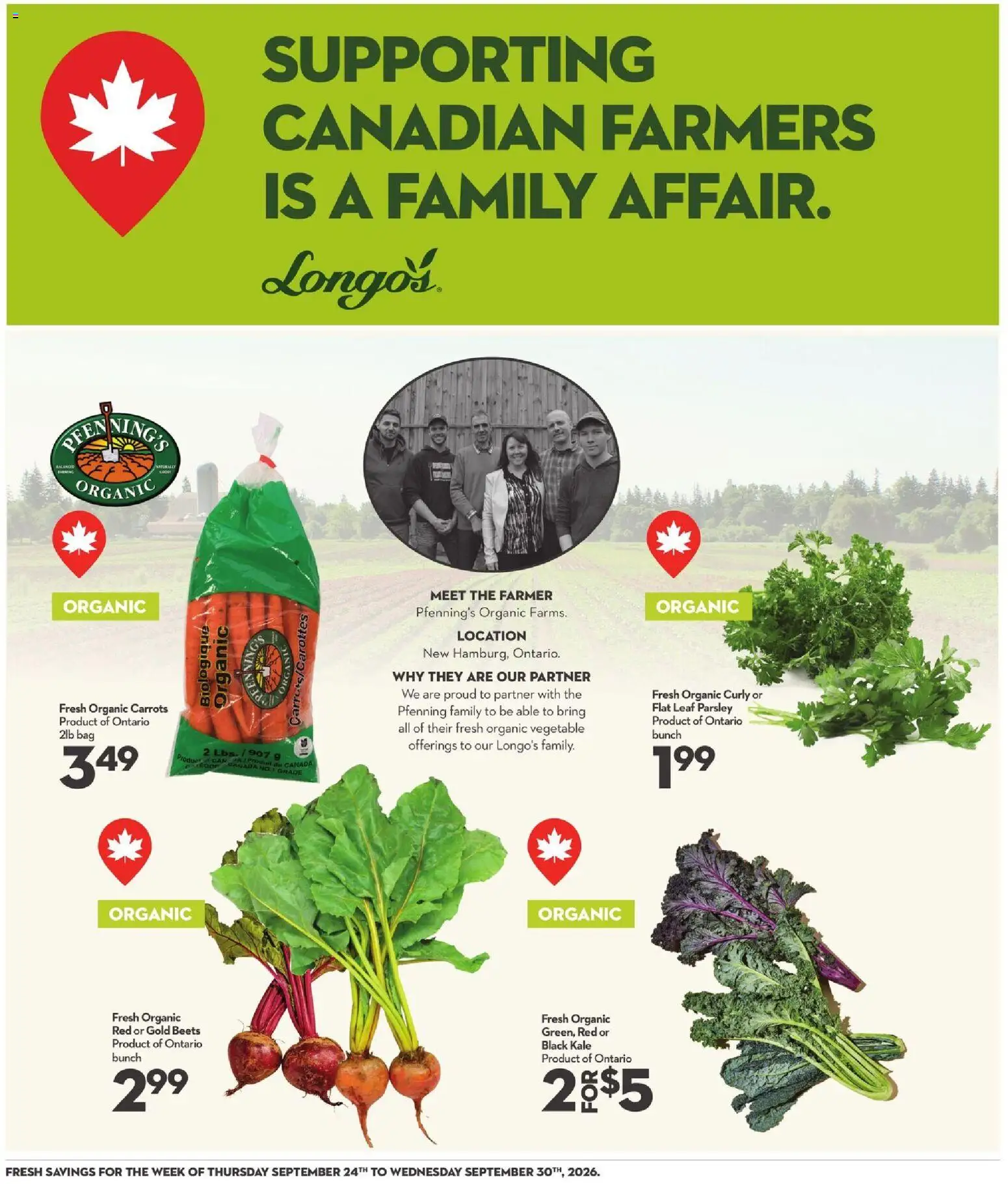 Longo's flyer valid from Sep 24, 2026 | Page: 9 | Products: Bag, Carrots, Parsley, Kale