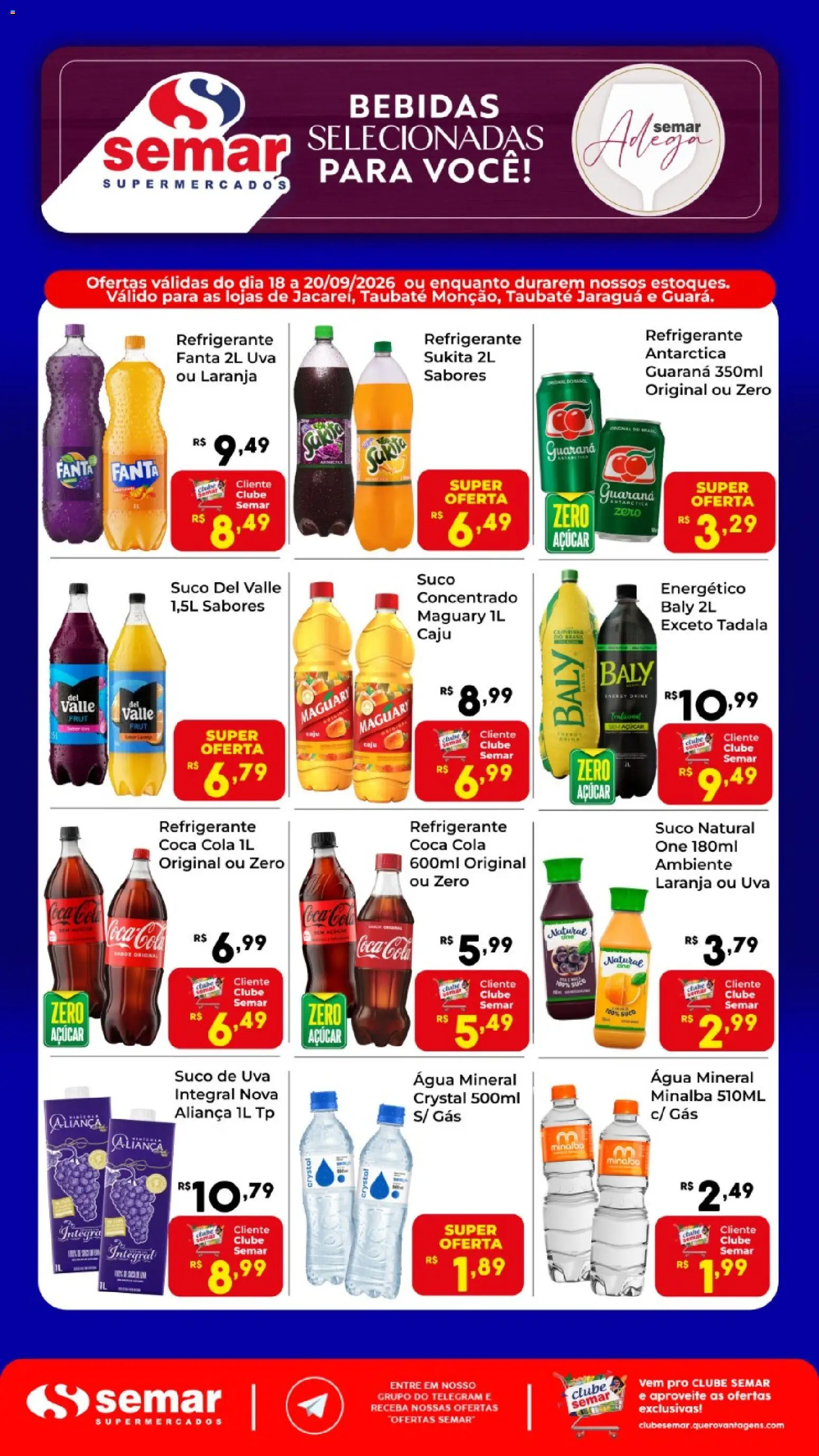 Semar Supermercado Folheto - válido de 18/09/2026 | Página: 1 | Produtos: Minalba, Uva, Bebidas, Suco