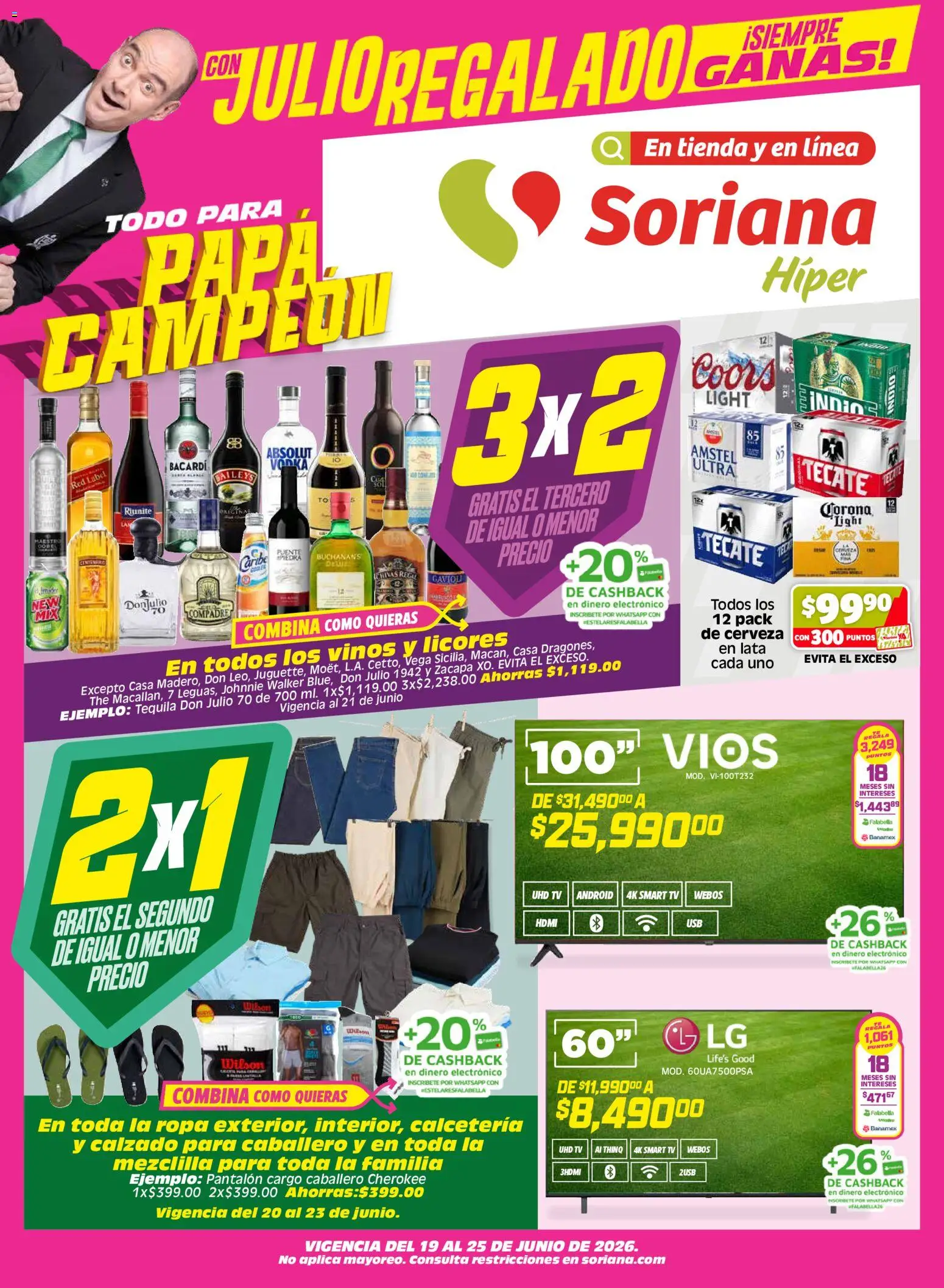 Nuevas ofertas de Soriana válidas en toda la República Mexicana desde el 19.06.2026. ¡Encuentra las mejores ofertas en Soriana Julio Regalado Híper Nacional! | Página: 1