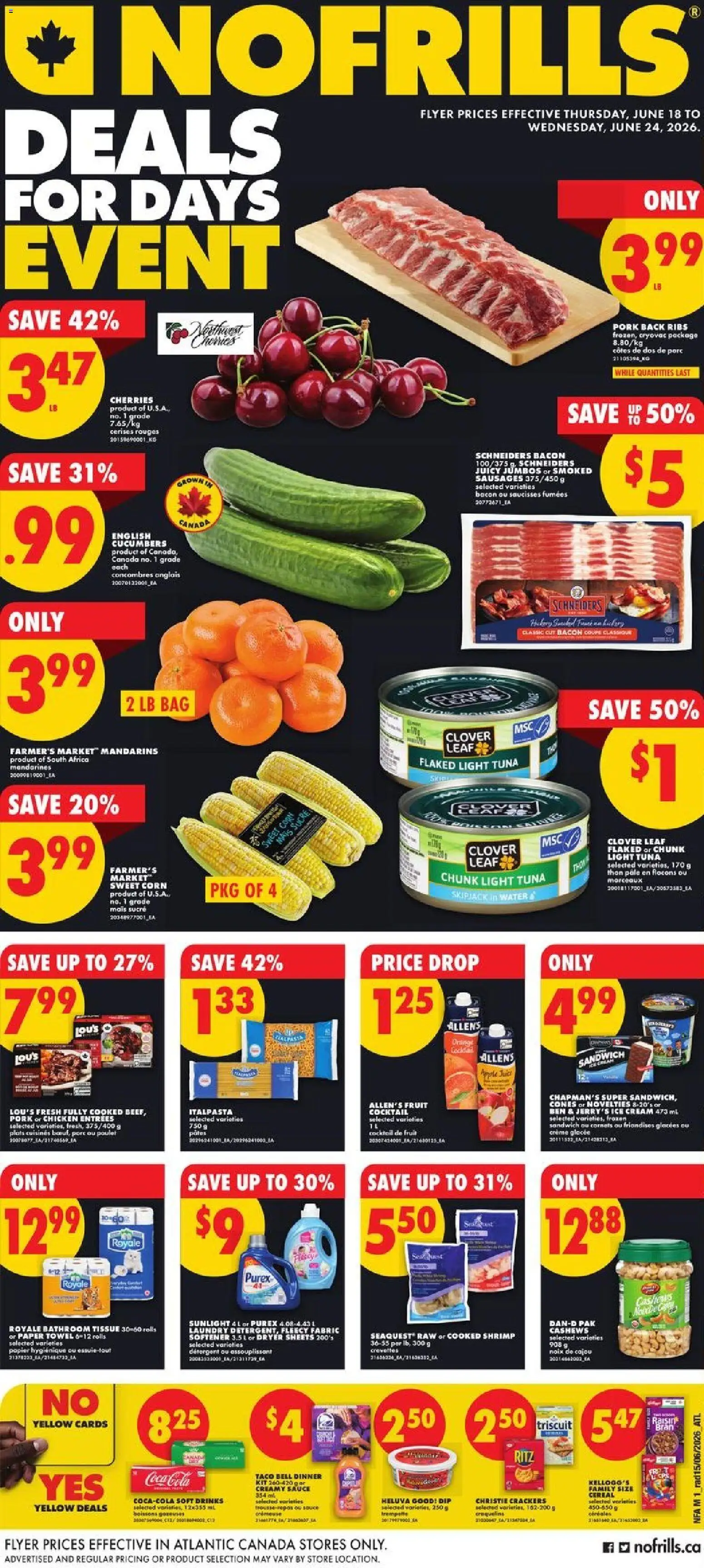 No Frills flyer valid from 18.06.2026 | Page: 1 | Products: Ice cream, Fabric softener, Detergent, Chicken