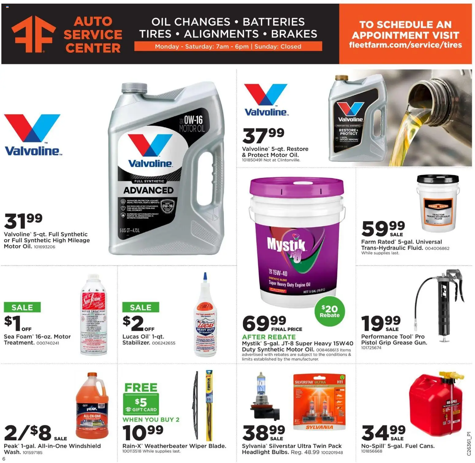 Mills Fleet Farm Weekly Ad - valid from 08/31/2026 | Page: 9 | Products: Oil, Headlight, Windshield, Motor Oil